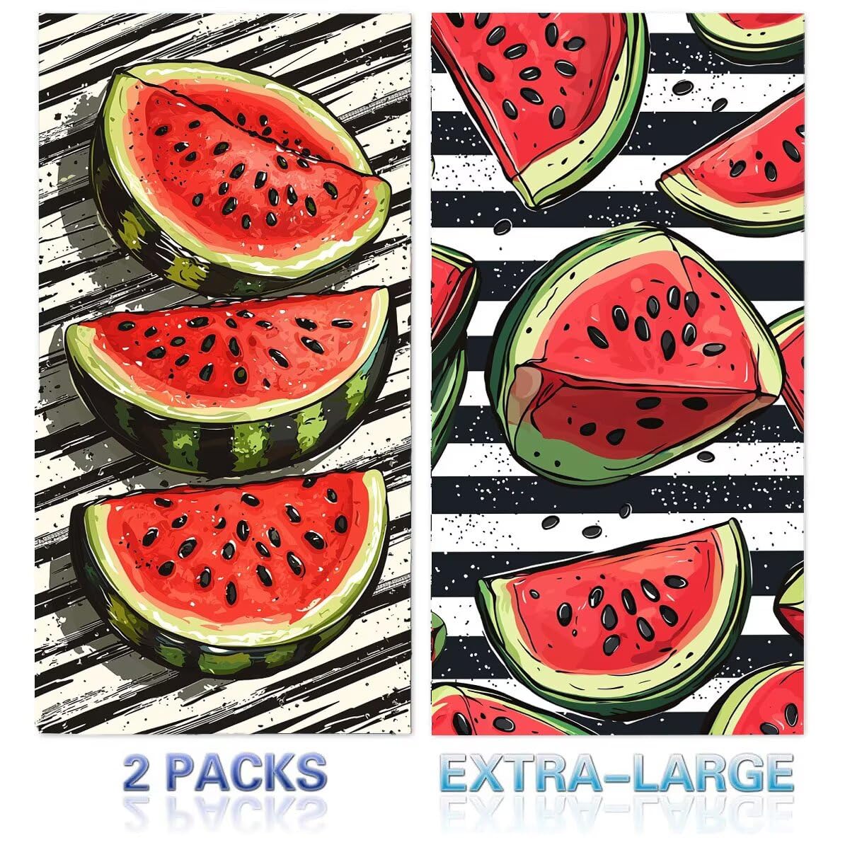 Toalla Playa 90 x 180 cm, Juego de 2 Toallas Microfibra Grande de Secado Rápido, Absorbente, Compacto, Toalla de BañO Sin Arena Verano Manta de Playa Mujer para Baño Regalo (Frutas sandía) H-910