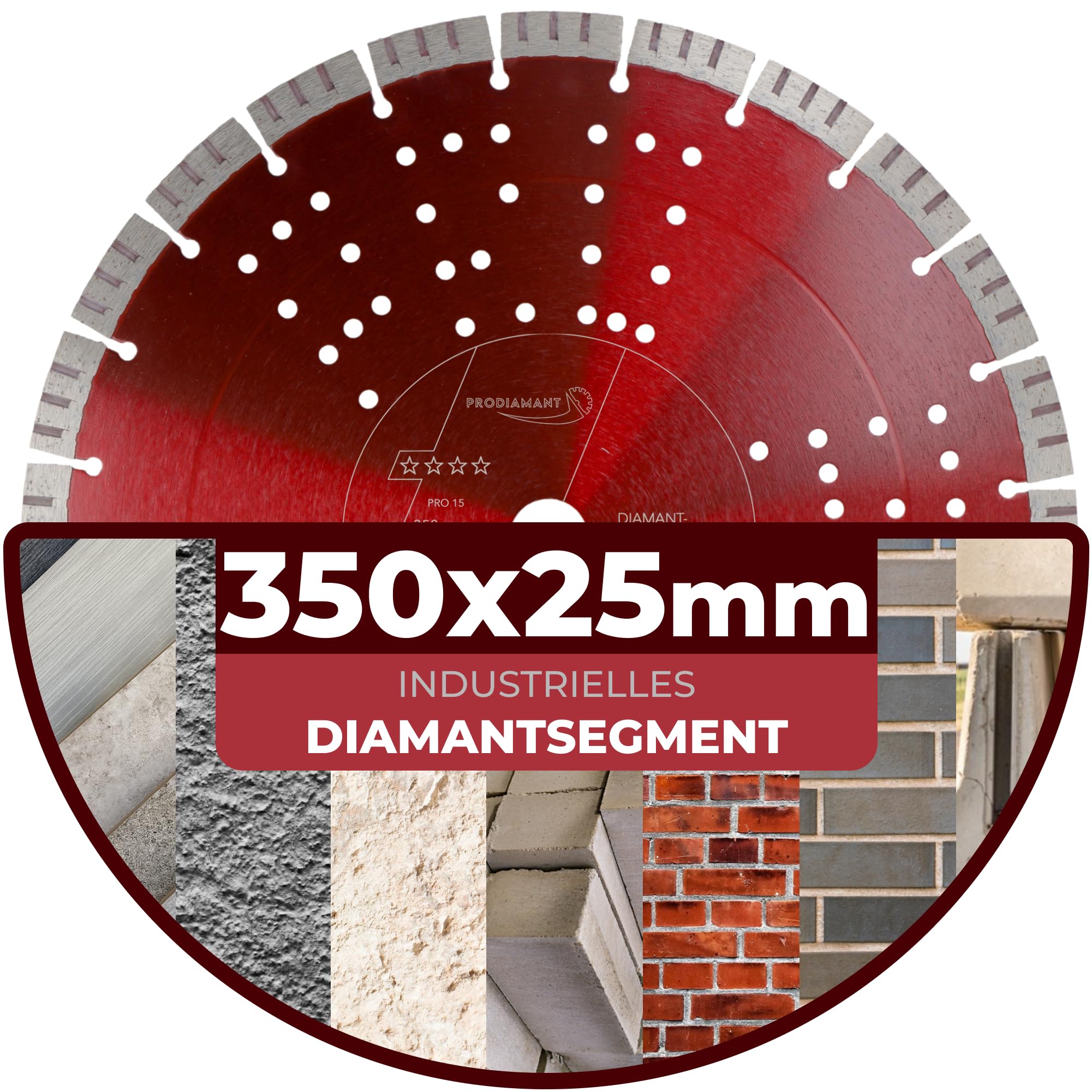 PRODIAMANT Turbo Diamant-Trennscheibe Beton 350mm x 25,4 mm Segmenthöhe 15mm