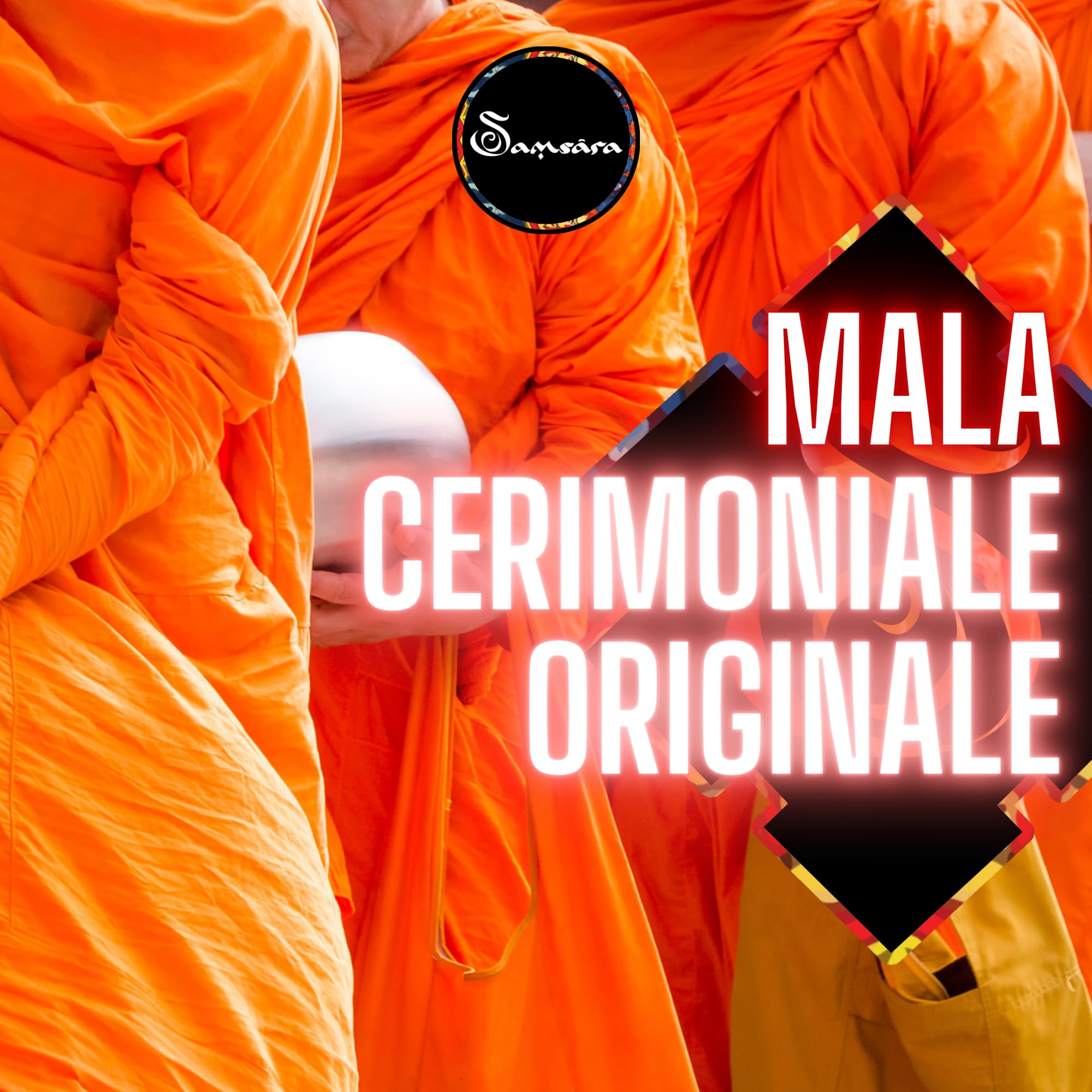 SAMSARA Japamala Oversize - 1 metro - in Legno 108 Grani | Mala Tibetano Tradizionale di grandi dimensioni per Preghiera e Protezione - 2/4cm (DIAMETRO PERLA 4CM)