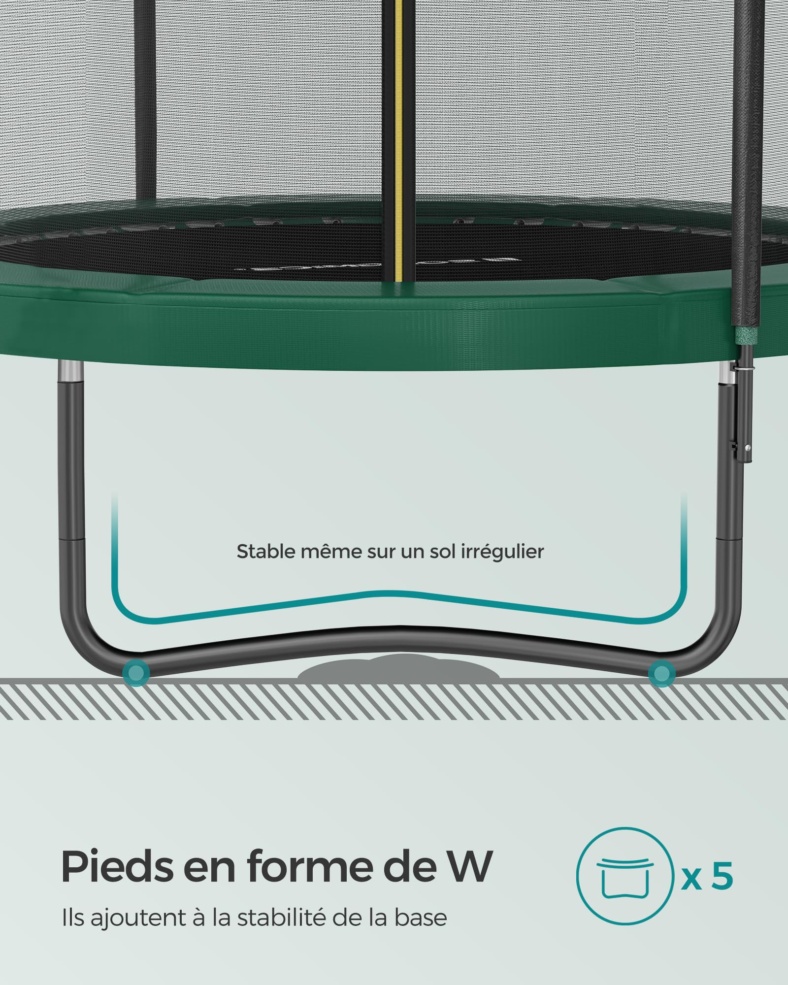 SONGMICS Trampoline pour Enfant, Filet de Protection, Coussin de Sécurité, Échelle, Cadre en Acier