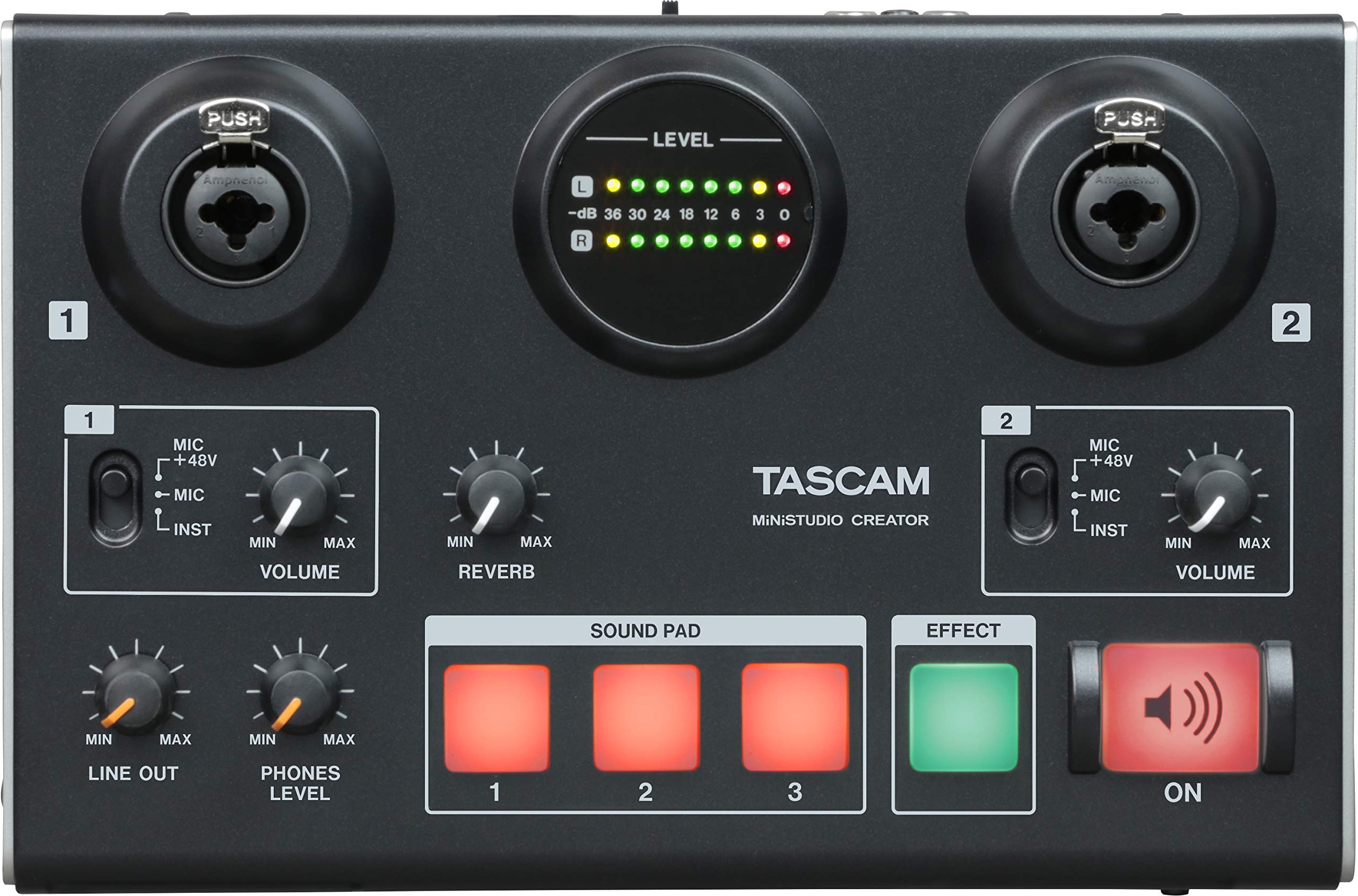 Tascam MiNiSTUDIO Creator US-42B - Interfaccia audio USB per streaming, podcasting, trasmissione personale, live gaming e doppiaggio cinematografica, con 2 ingressi, 2 uscite, 24 Bit/96 kHz