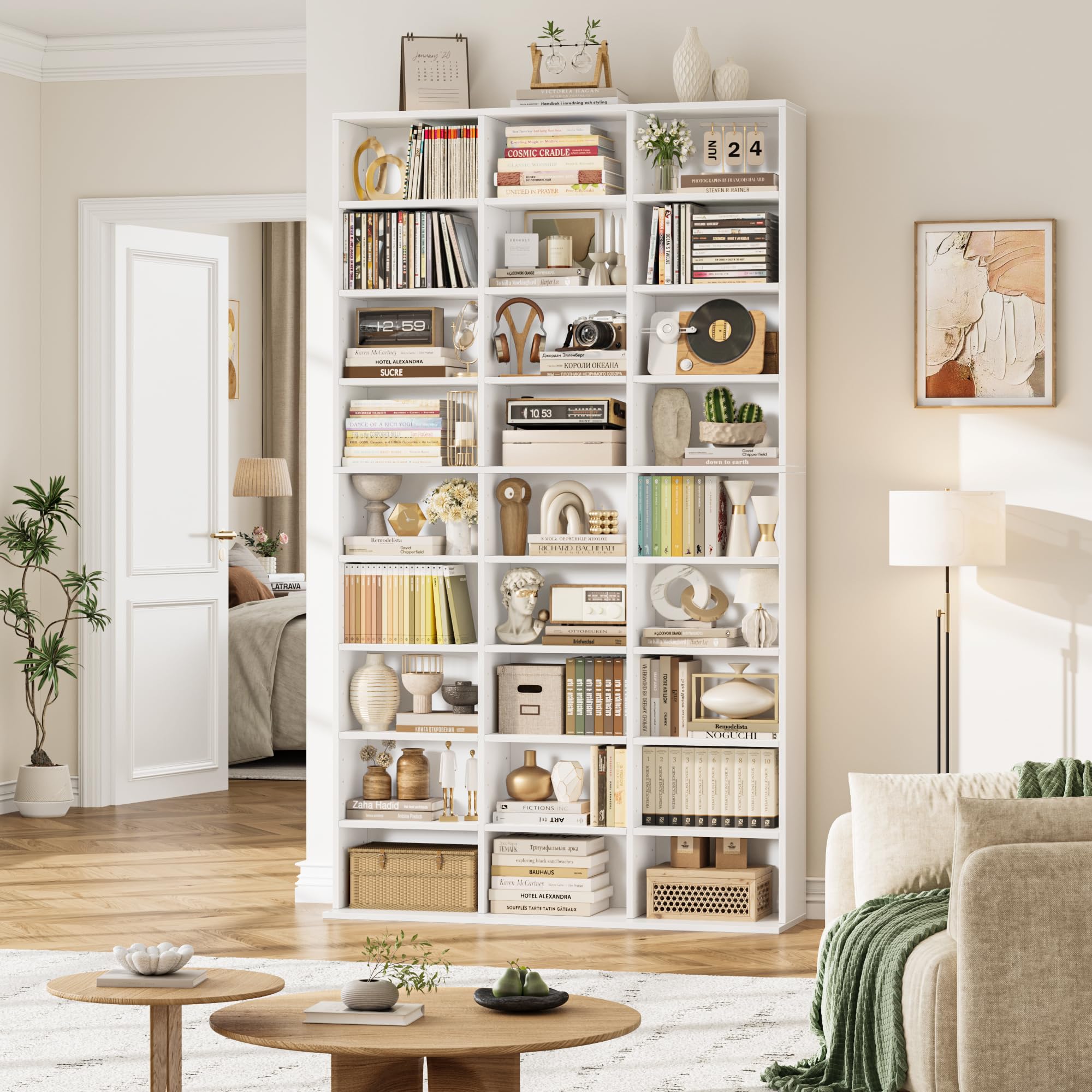 FirFurd Bibliothèque 190 cm Bibliotheque Meuble de Rangement avec 27 Étagères Bibliothèques pour Salon Bureau Cuisine Chambre Étagères Réglables 102.5x23.5x190cm