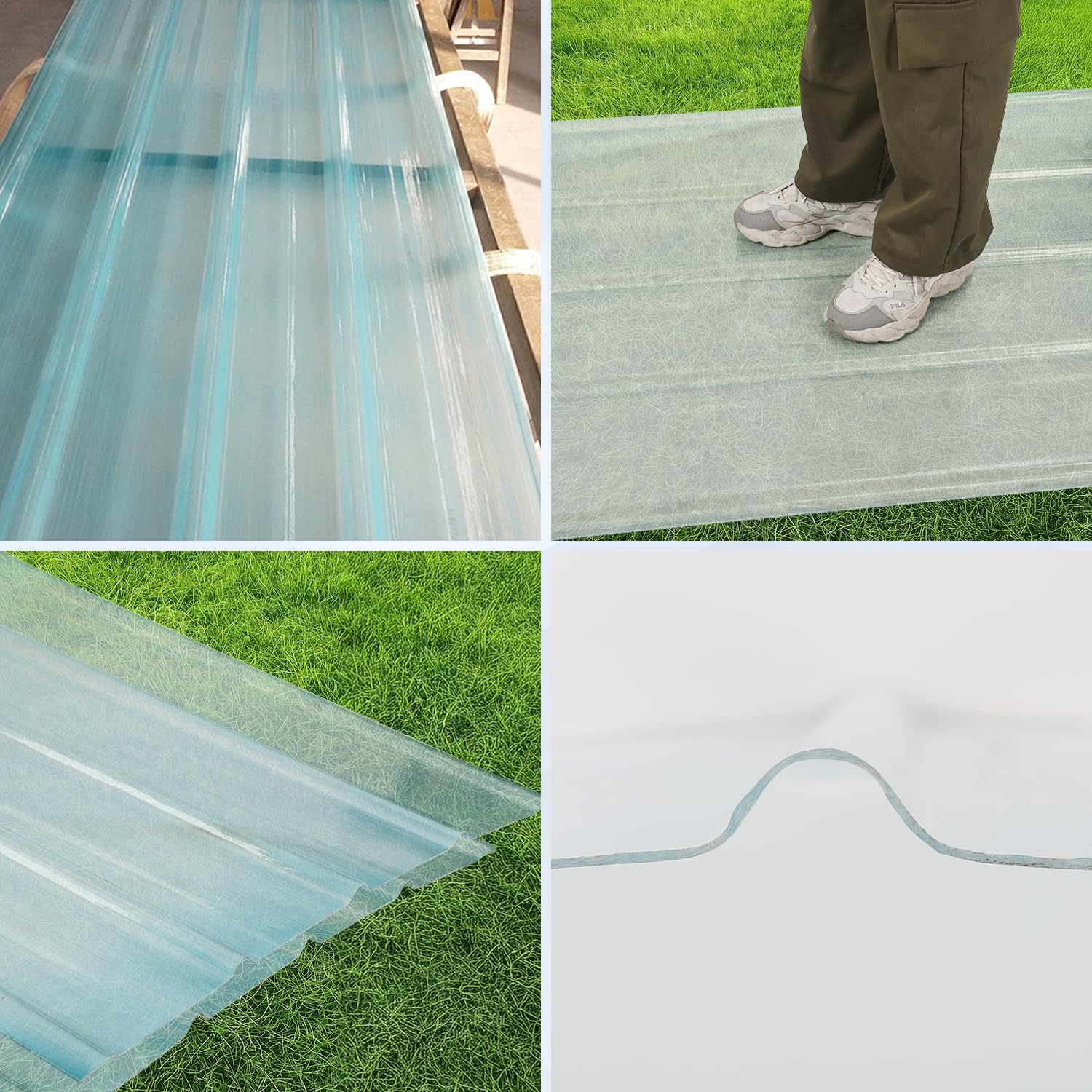 FRP - Lamiere trapezoidali ondulate 2mm FRP - Pannelli per luce naturale per tetto, pannelli del tetto, binari per tetti, pannelli profilati, lamiere trapezoidali di ricambio - resistenti al
