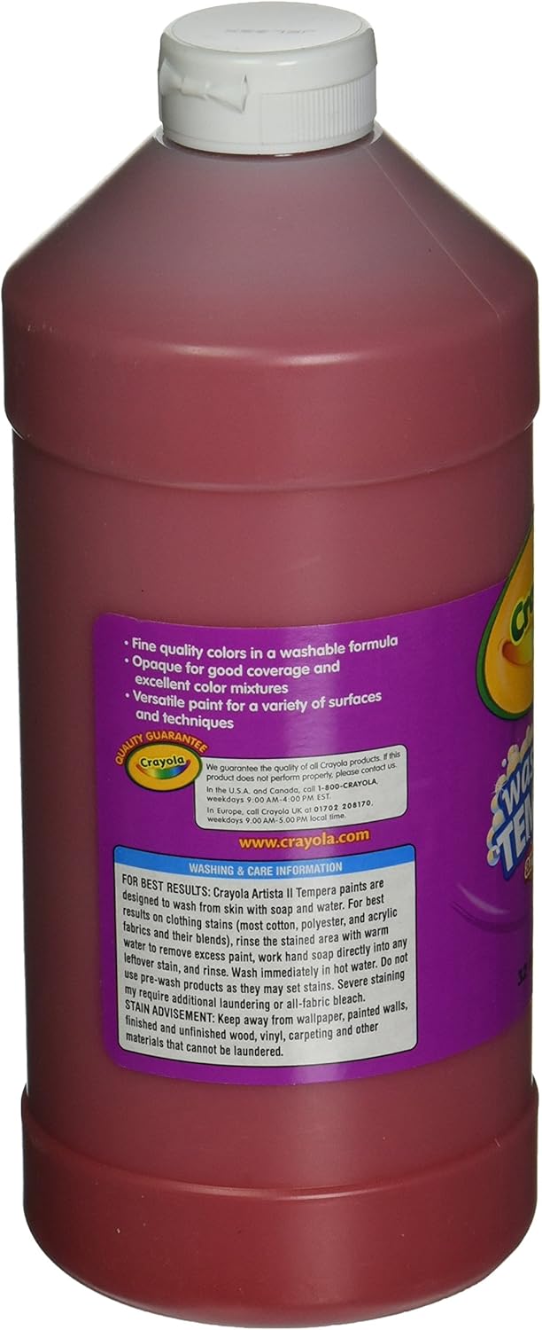 Crayola Washable Tempera Paint For Kids, Violet Paint, Classroom Supplies, Non Toxic, 32 Oz Squeeze Bottle : Toys & Games