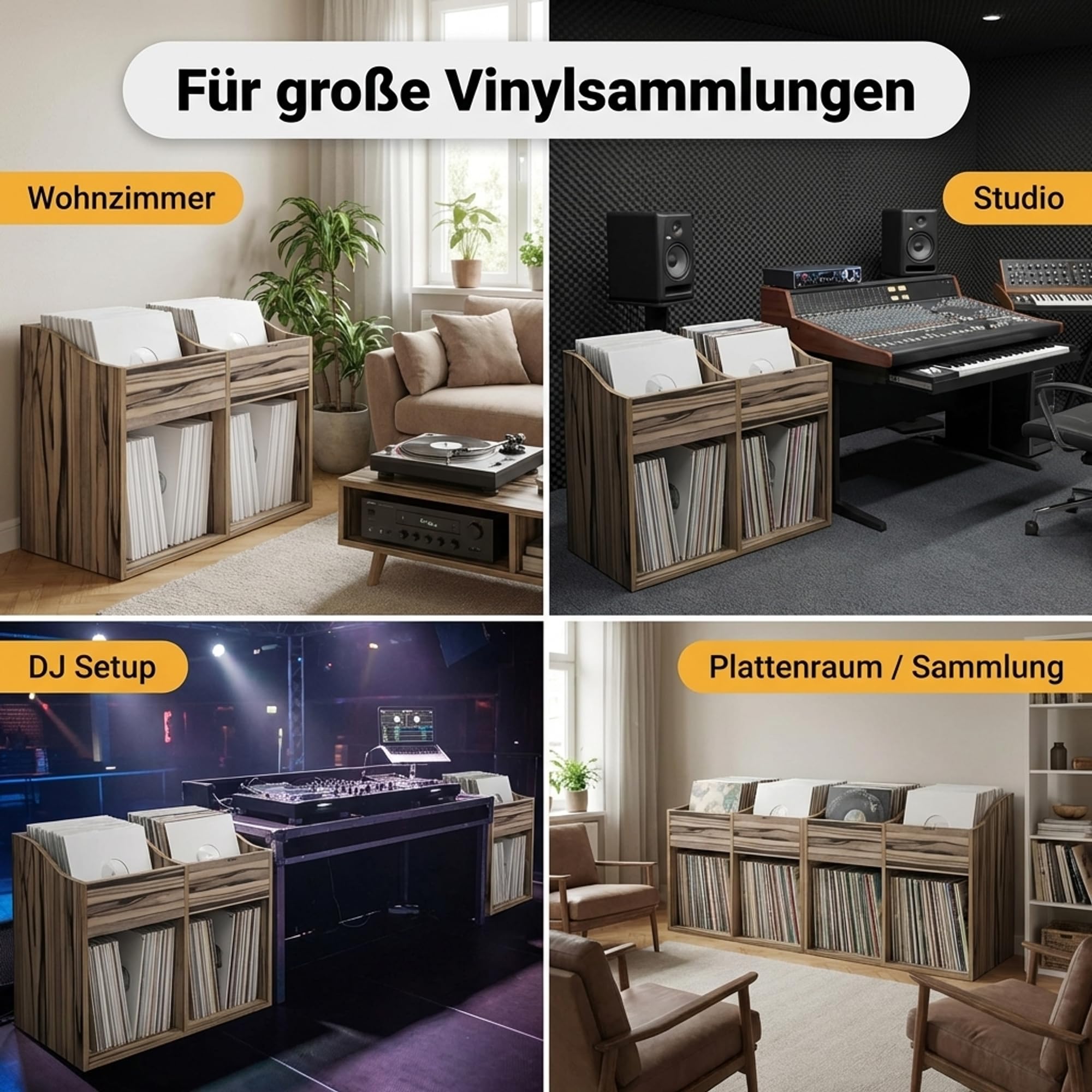 Zomo VS-Box 200/2 Vinyl Aufbewahrungsbox - 705 x 335 x 560 mm - Zebrano - MDF Holz - Regal für Schallplatten ca. 400 bis 480 LPs