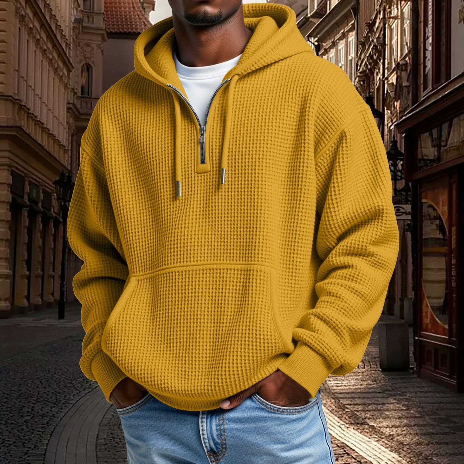 Generisch Felpa da uomo blu scuro per attività all'aperto, felpa sportiva da uomo, maglione nero