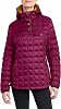 HFX Womens Short Quilted Lightweight Jacket Snap Collar Elastic Sleeve Cuff Hood 27.5 Coat