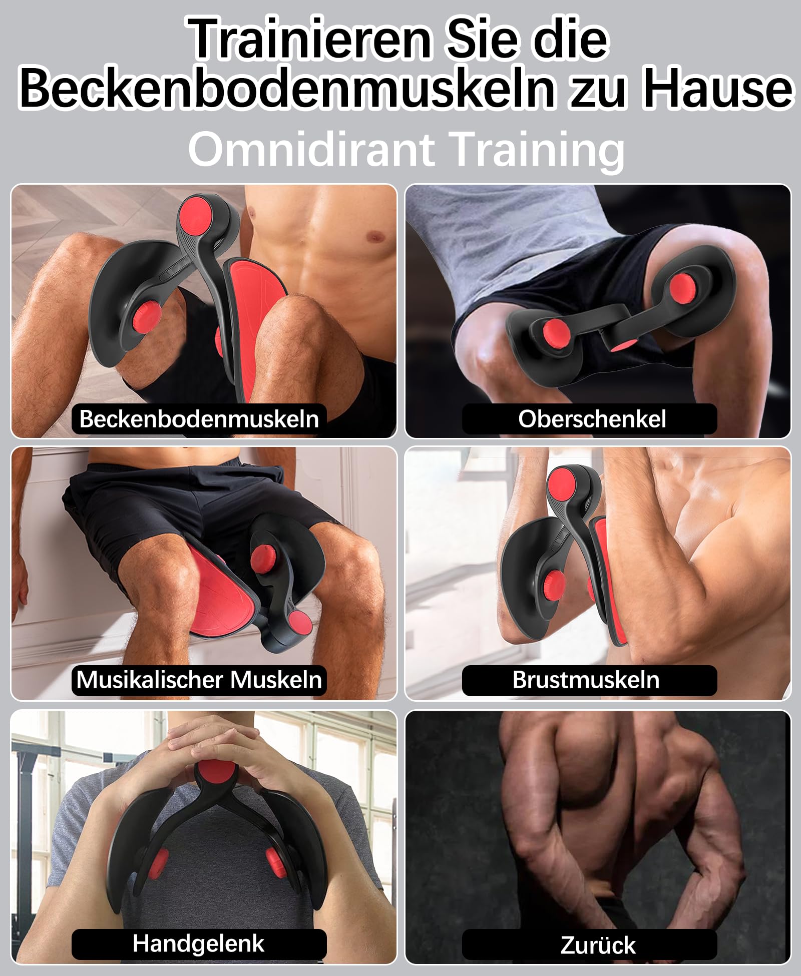 Oberschenkeltrainer 16KG Beckenbodentrainer für Männer und Damen, Beinpresse für Zuhause und Beintrainer, Beckenboden Trainingsgerät, Kegel Trainer für Postpartale Erholung, Gesäßtrainer mit Band
