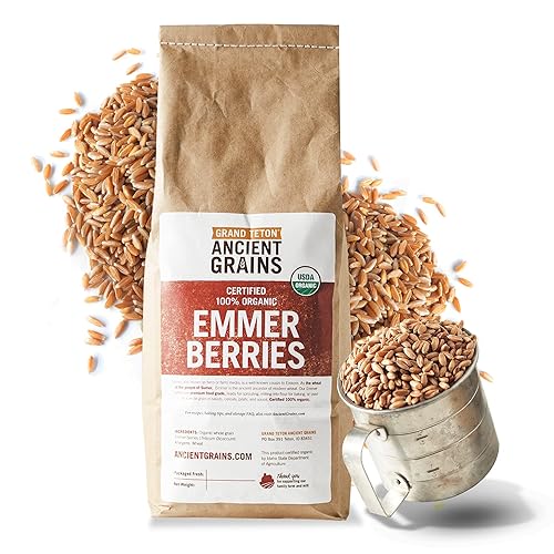 Miniatura 1 de Grand Teton - Ancient Grains Emmer Bayas de trigo, 100% orgánicas, bayas de trigo Emmer de grado alimenticio de primera calidad, orgánicas, Farro