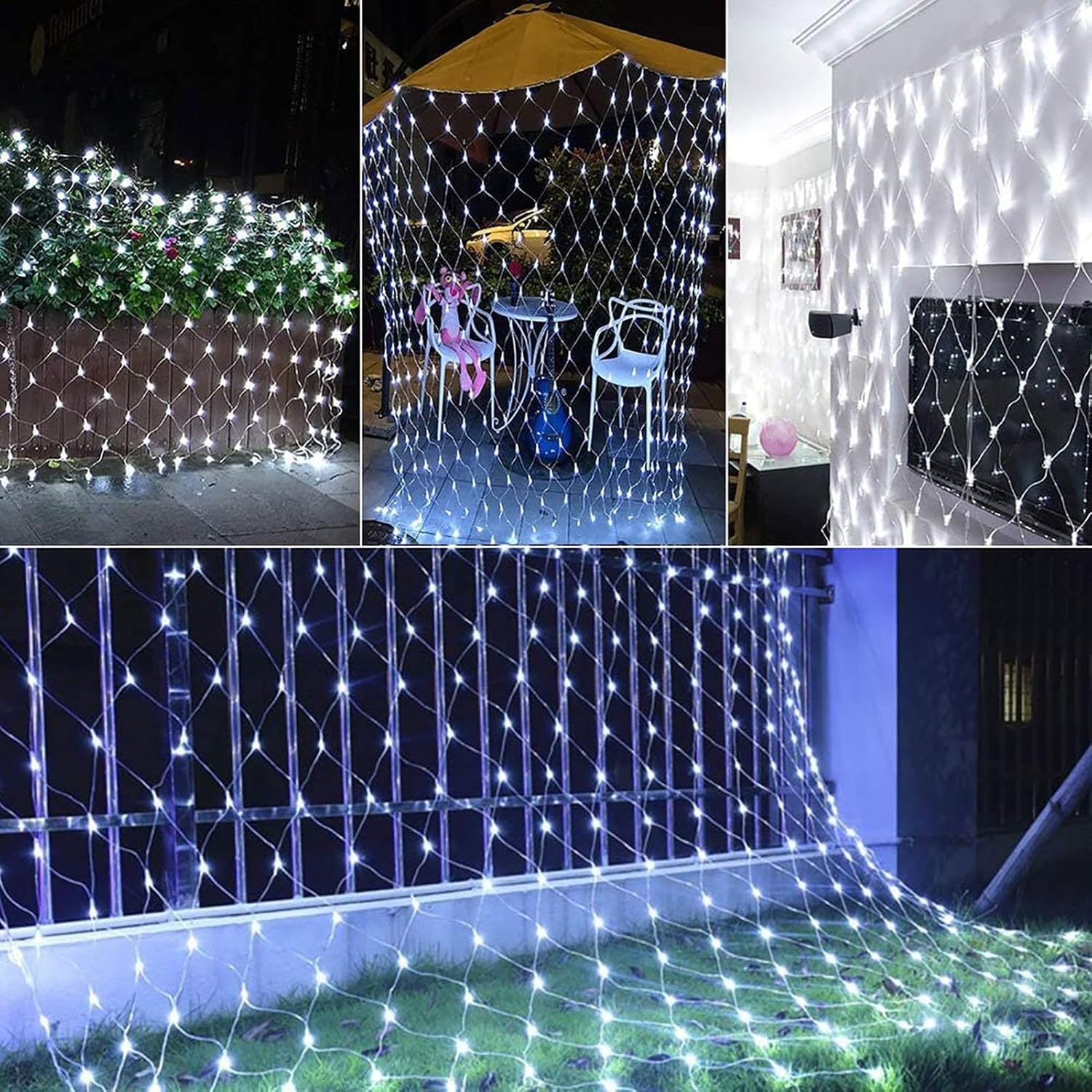 Netzbeleuchtung Außengarten Mesh Beleuchtung 6X4M Außen Weihnachtsbaum Lichter Solarenergie Sträucher Netzbeleuchtung Wasserdicht Mit 8 Modi Für Gartenhaus Halloween Dekor Blau 6x4m Solarnetzlicht(6m