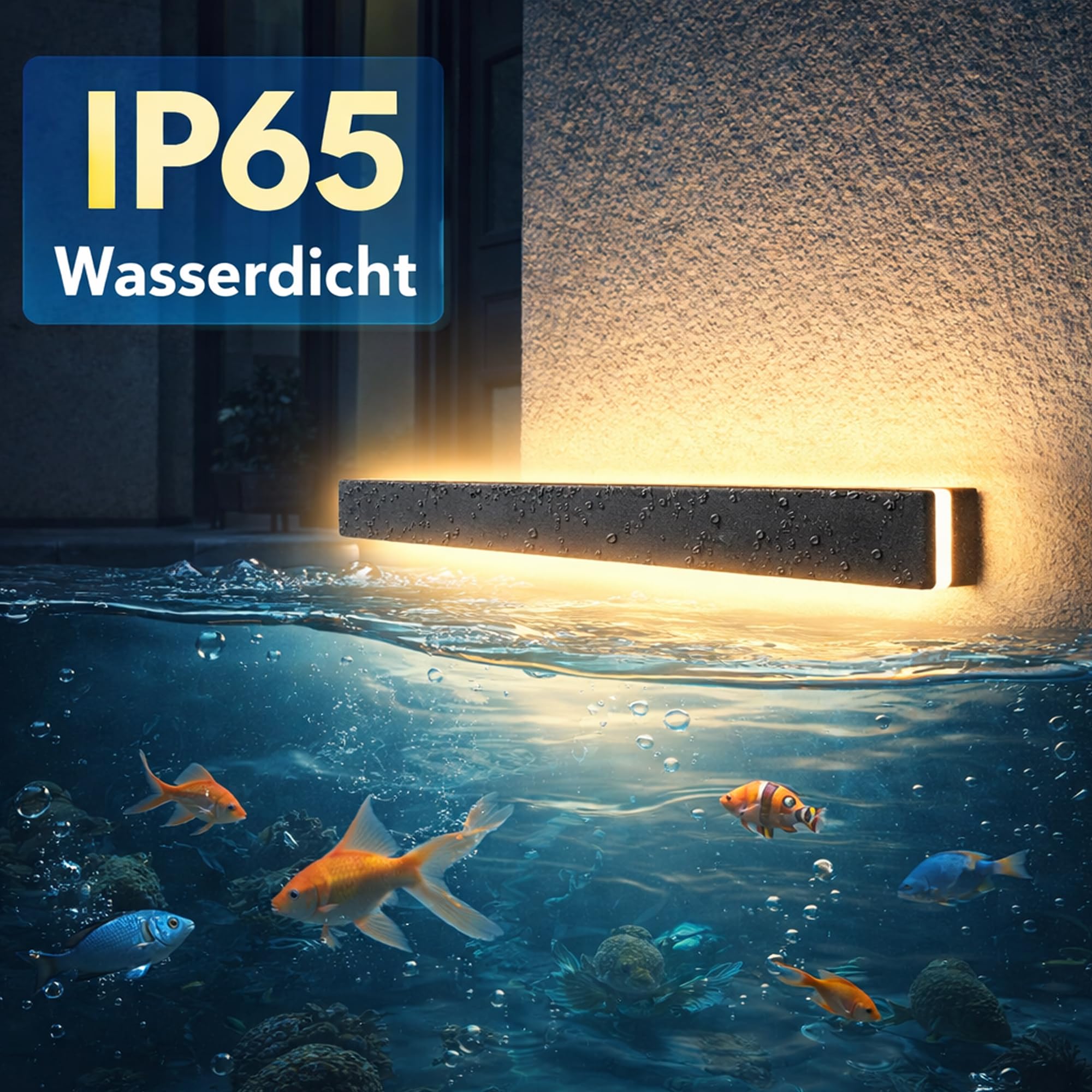Aussenlampe Wand Lange Wandleuchte Aussen LED Außenlampe 12W 60cm | Wasserdicht IP65 Schwarz Außenwandleuchten/Innen Warmes Licht Metall Außenleuchte Für Terrassen Balkon Villa Eingang Treppe