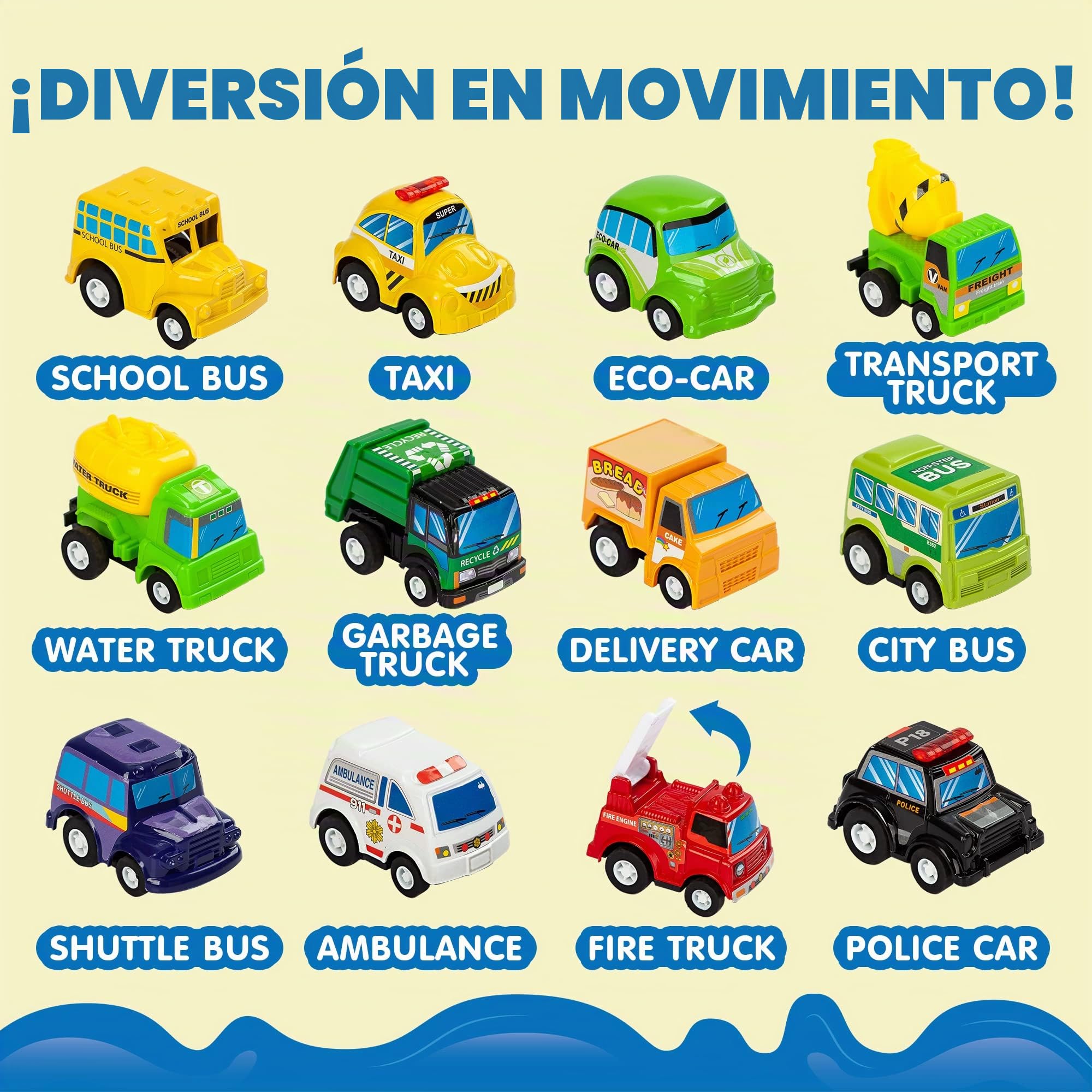 JOYIN - Alfombra de Juego para niños con 12 vehículos retráctiles, Alfombra Duradera para niños, Juego de simulación Urbano, Alfombra con Pista de Coches para niños pequeños