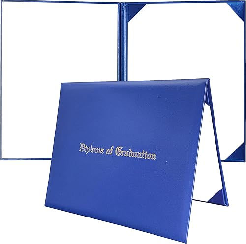 Miniatura 4 de Cubierta impresa para diploma de 8.5 x 11 pulgadas, soporte de diploma de graduación de cuero sintético acolchado para certificado (azul rey)