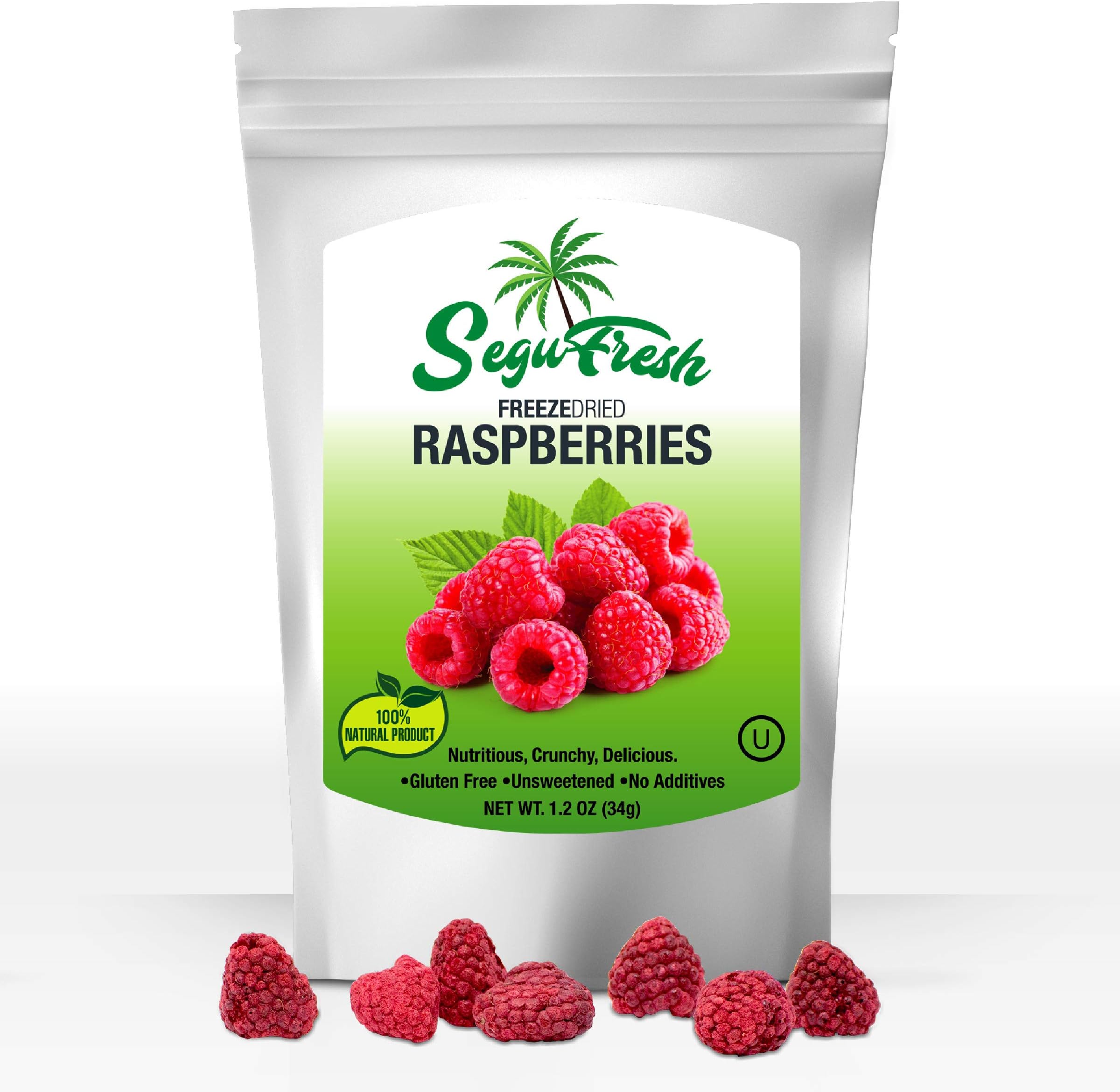 Segufresh Freeze Dried Raspberries (2 Pack) 100% Natural Food Product | Nutritious And Delicious Crunchy|Gluten-Free & Vegan Unsweetened Fruit, No Additives, Healthiest Snacks Pack Ever In Resealable