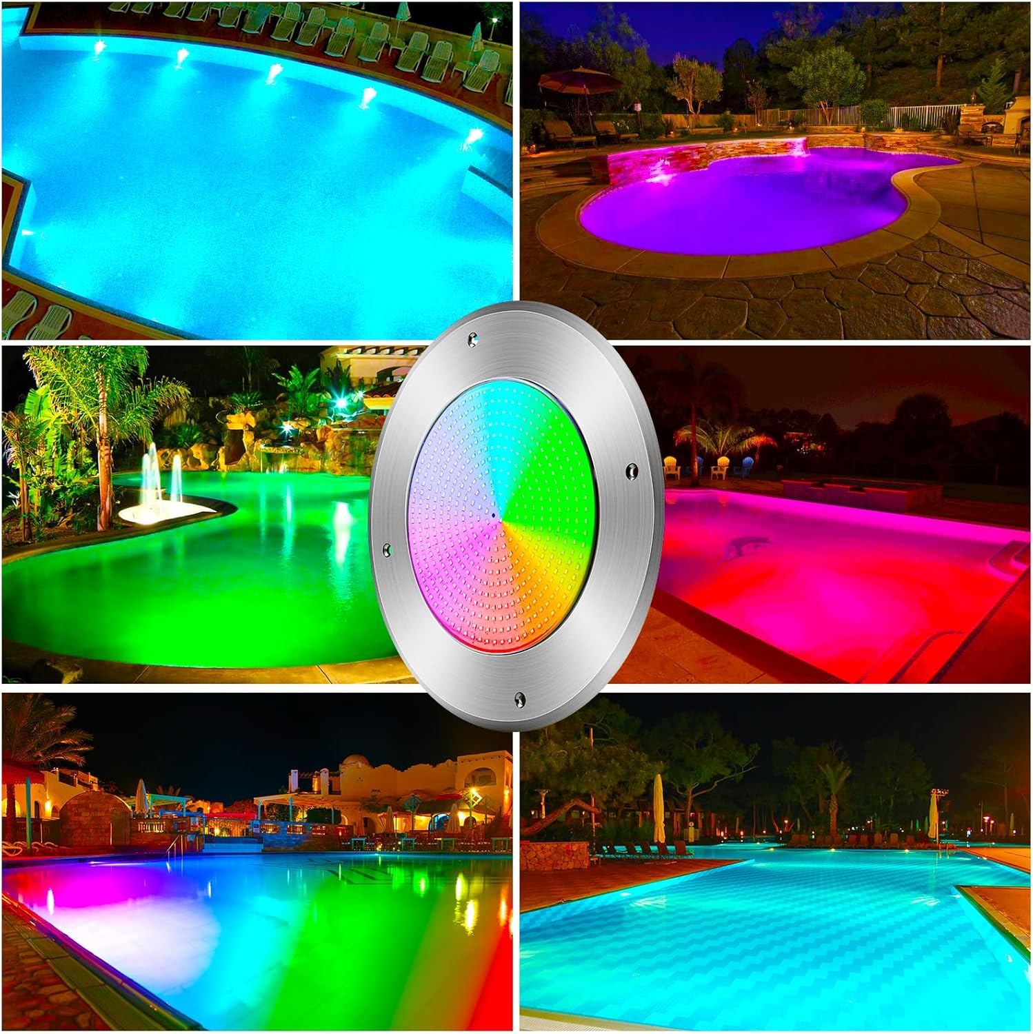 SngBrt Ultra Slim LED Pool Lights, 12V 50Watt Swimming Pool Lights with FT Cord,Bluetooth Link, RGB Multicolor, IP68 Waterproof Pool Underwater Light for 10" Wet Niches (Transformer Included)