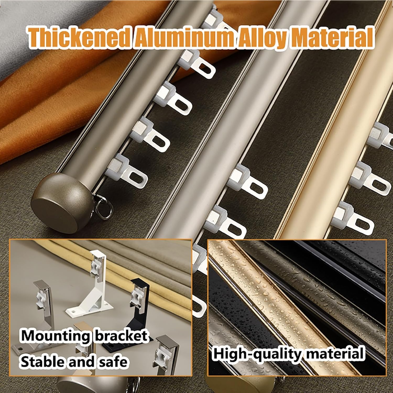 Heavy-Duty Curtain Track System, Double Curtain Rods for Windows with Wall Mount, Sliding Curtains Track and Decorative Drapery Rod for Curtains and Drapes(Black,2.4m(7.9ft))