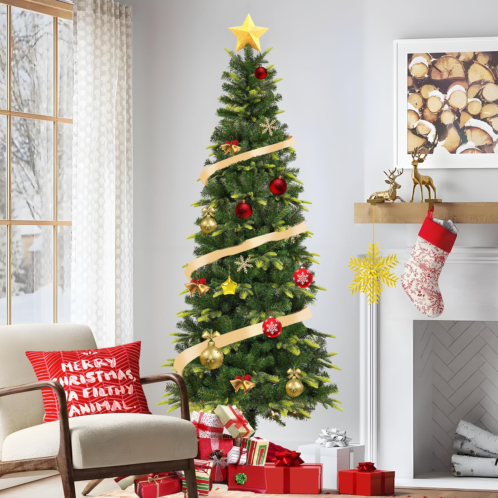 Uten Bleistift Weihnachtsbaum 150 cm, PE Luxus Innendekoration Künstlicher Tannenbaum, PE & PVC 350 Natürlich Aussehende Spitzen, Aufklappbare Zweigen, perfekt Wiederverwendbar