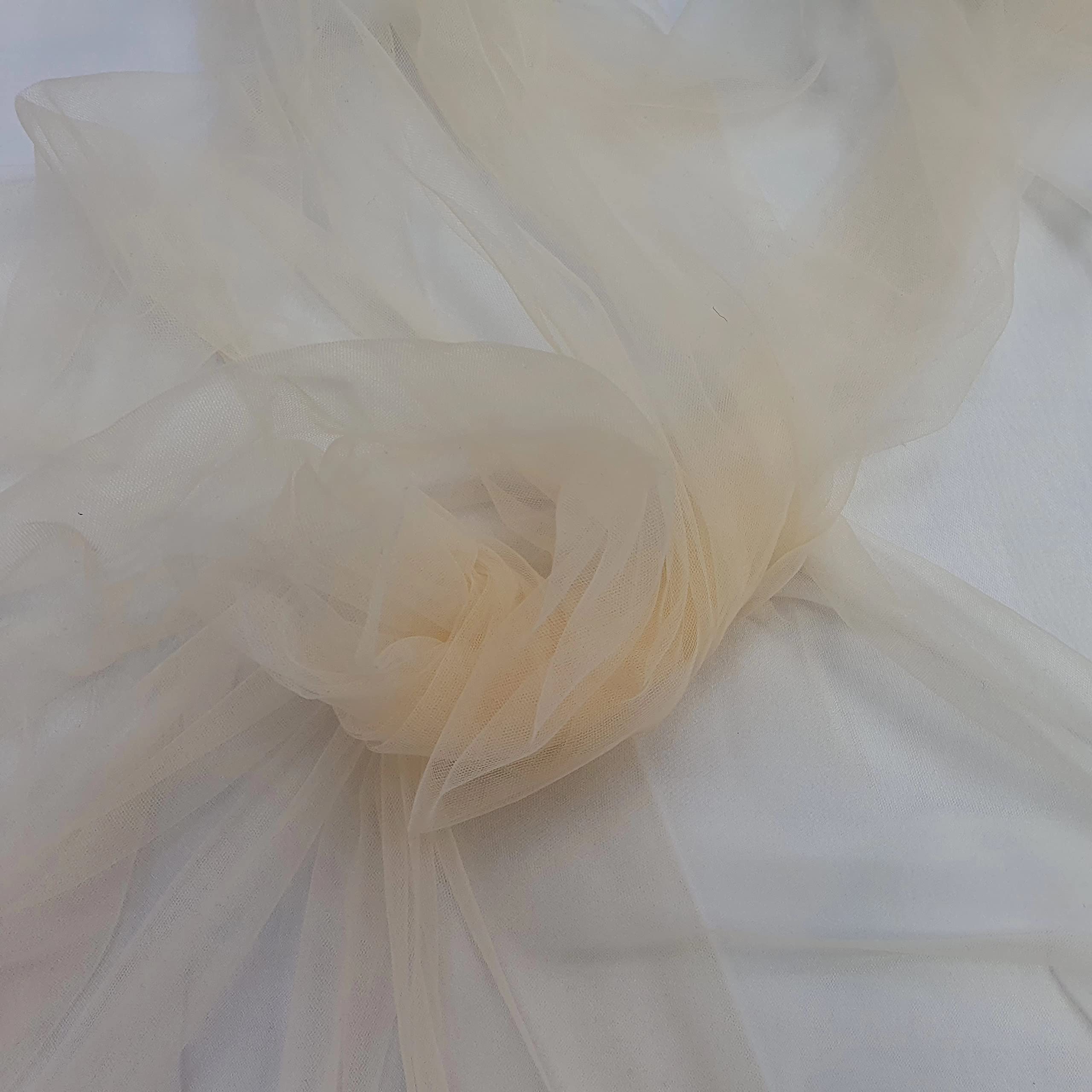 Fabrics King Online Soft Illusion Tulle Fabric 60" - 150cm Wide - Delicate Veiling Mesh Fabric - Sold by The Metre - Bridal Veil, Prom, Underskirt (Pale Flesh))