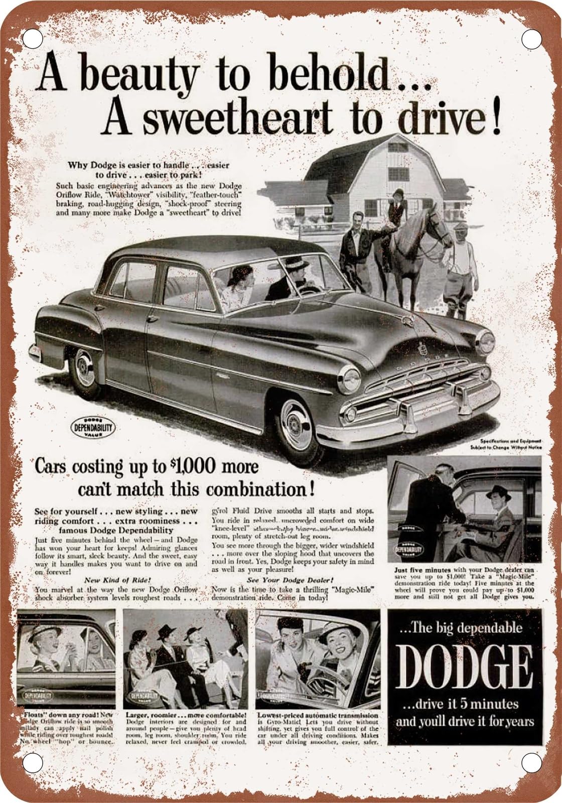METAL SIGN - 1951 Dodge Vintage Ad 02 - Old Retro Rusty Look home decor