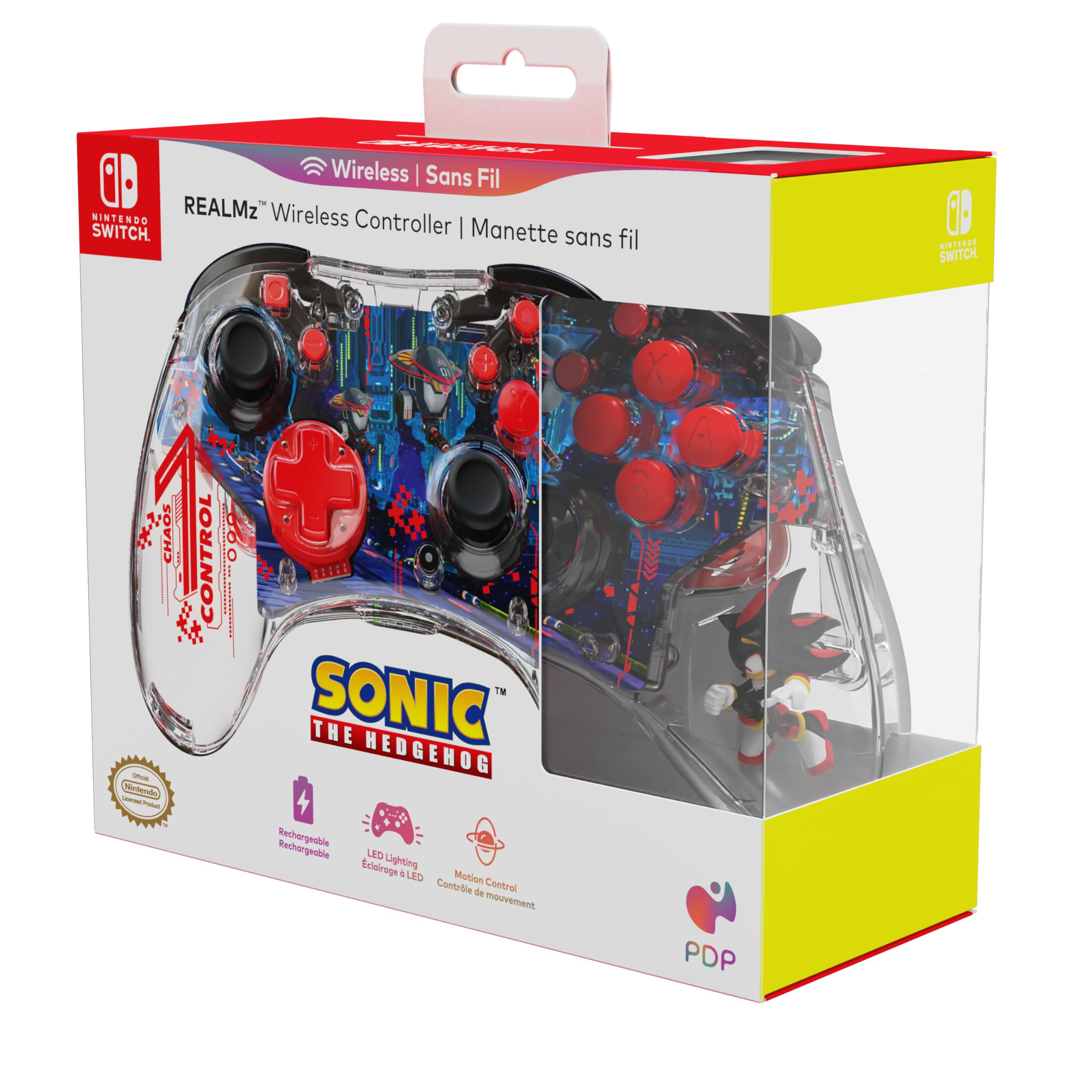 PDP REALMz™ Wireless Nintendo Switch Pro Controller, Rechargeable LED, Licensed for Nintendo Switch|Lite|OLED: Sonic Shadow Space Colony ARK (with Full Motion Controls)