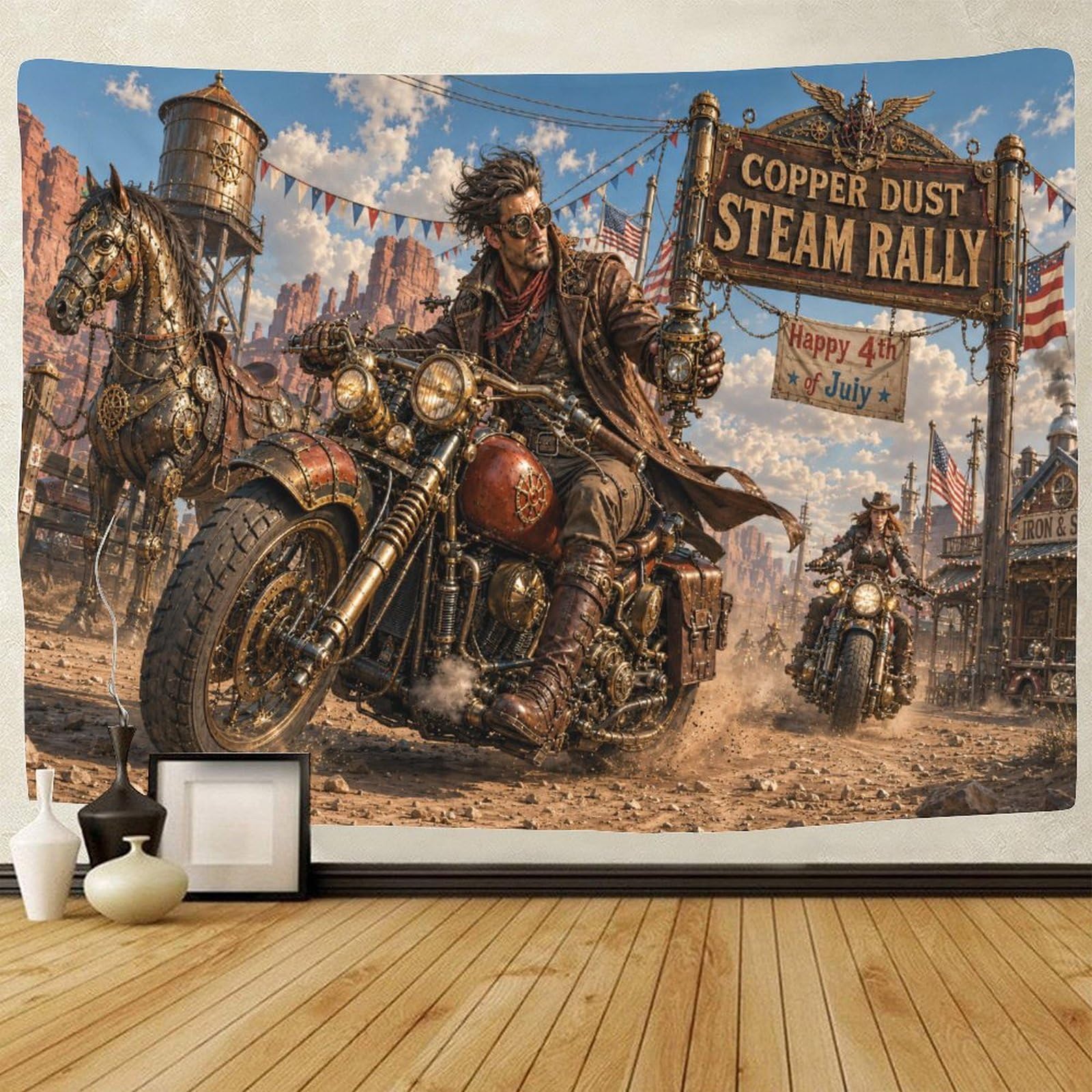 GPMNBCXZK Wild West Motorcycles Wall Art Decor 3D Print Wall Tapestry Tapestries Home Decoration Curtain Bedroom Dorm 70cmx100cm