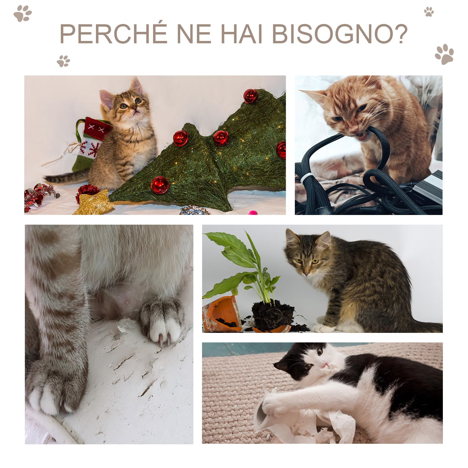 PawHut Albero Tiragraffi per Gatti a 3 Livelli 72 cm con Tappetino Tiragraffi ad Arco, Albero per Gatti Multilivello, Trespolo per Gatti con Pallina in Legno, Peluche e Sisal, Grigio
