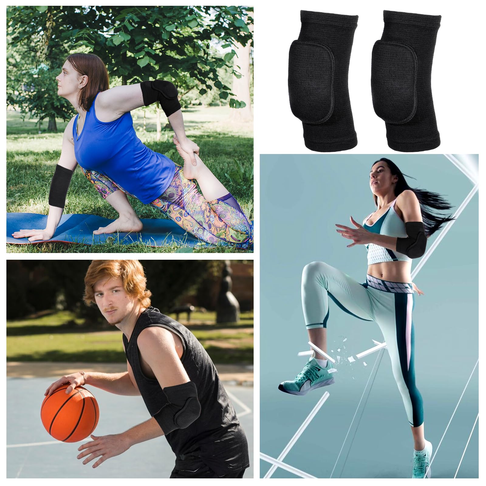 1 Pair Tandem Volleyball Elbow Pads, Arm Brace Pads One Size, Black 2 thumbnail image