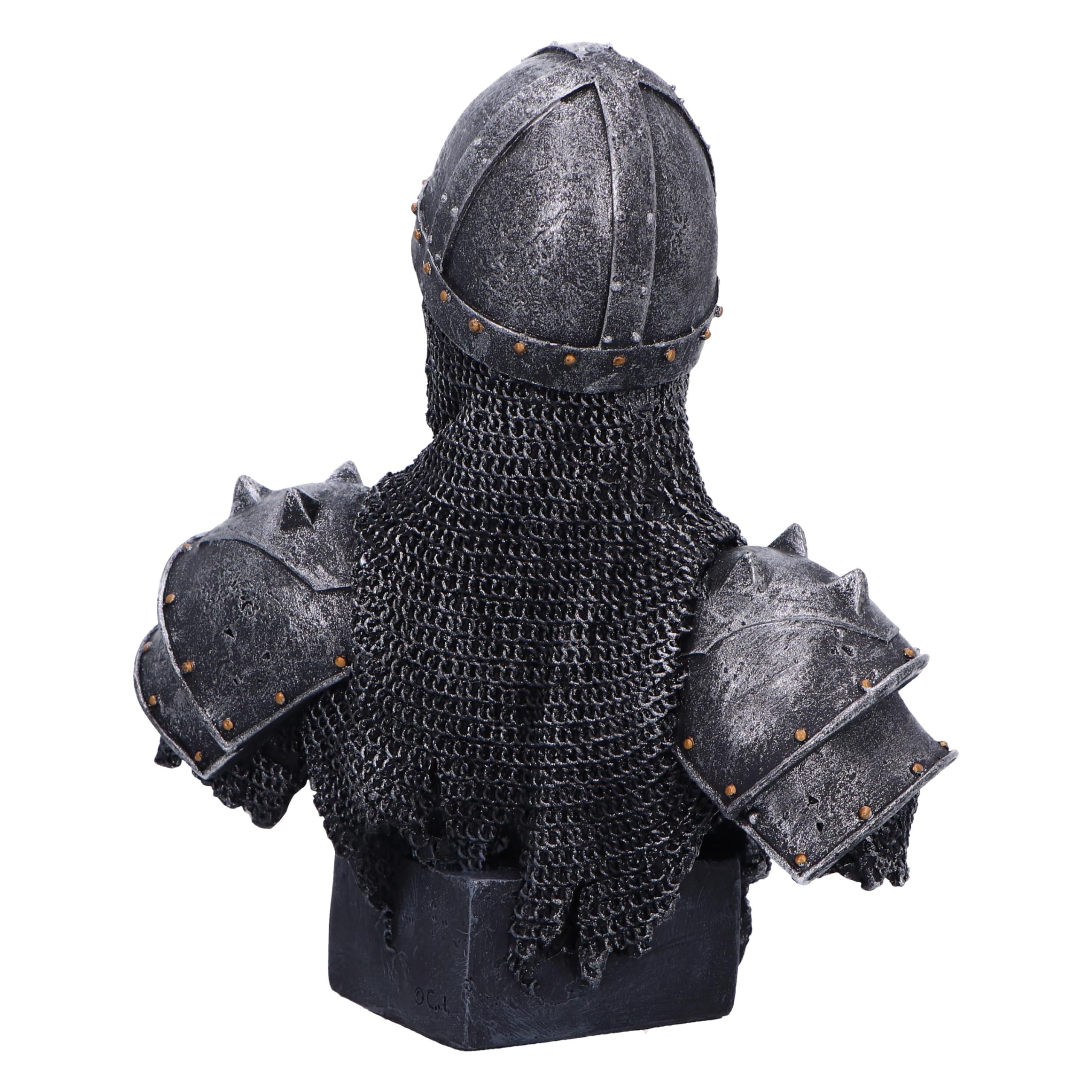 Nemesis Now Into The Knight Buste de Chevalier 19 cm, en résine, Argent, Buste de Chevalier Squelette, Buste médiéval, Statue d'histoire médiévale, coulée dans la Meilleure résine, Peinte à la Main
