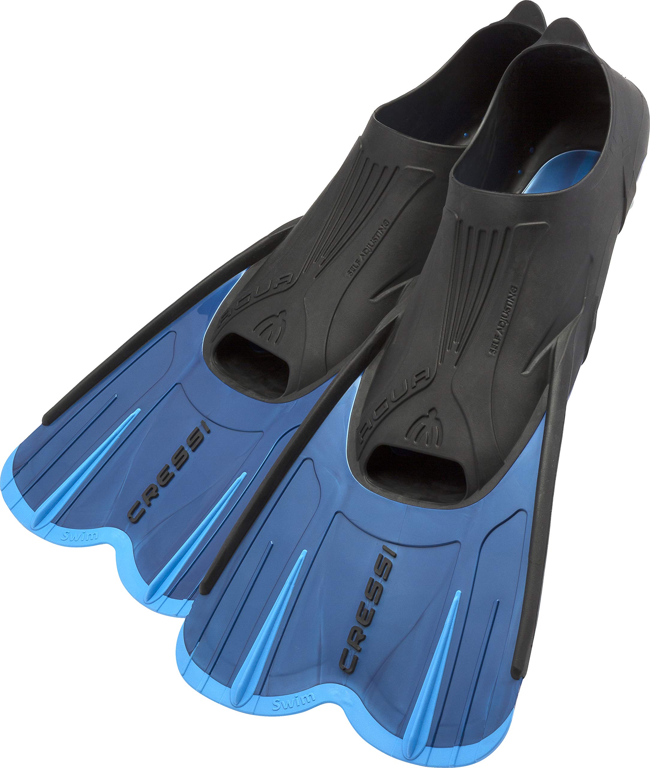 Cressi Big Eyes Evo Alpha Ultra Dry Schnorchelset Schnorcheln Set mit Schnorchel und Taucherbrille & Agua Short Flossen Kurze Schnorchel- und Schwimmflossen, Blau, 43/44