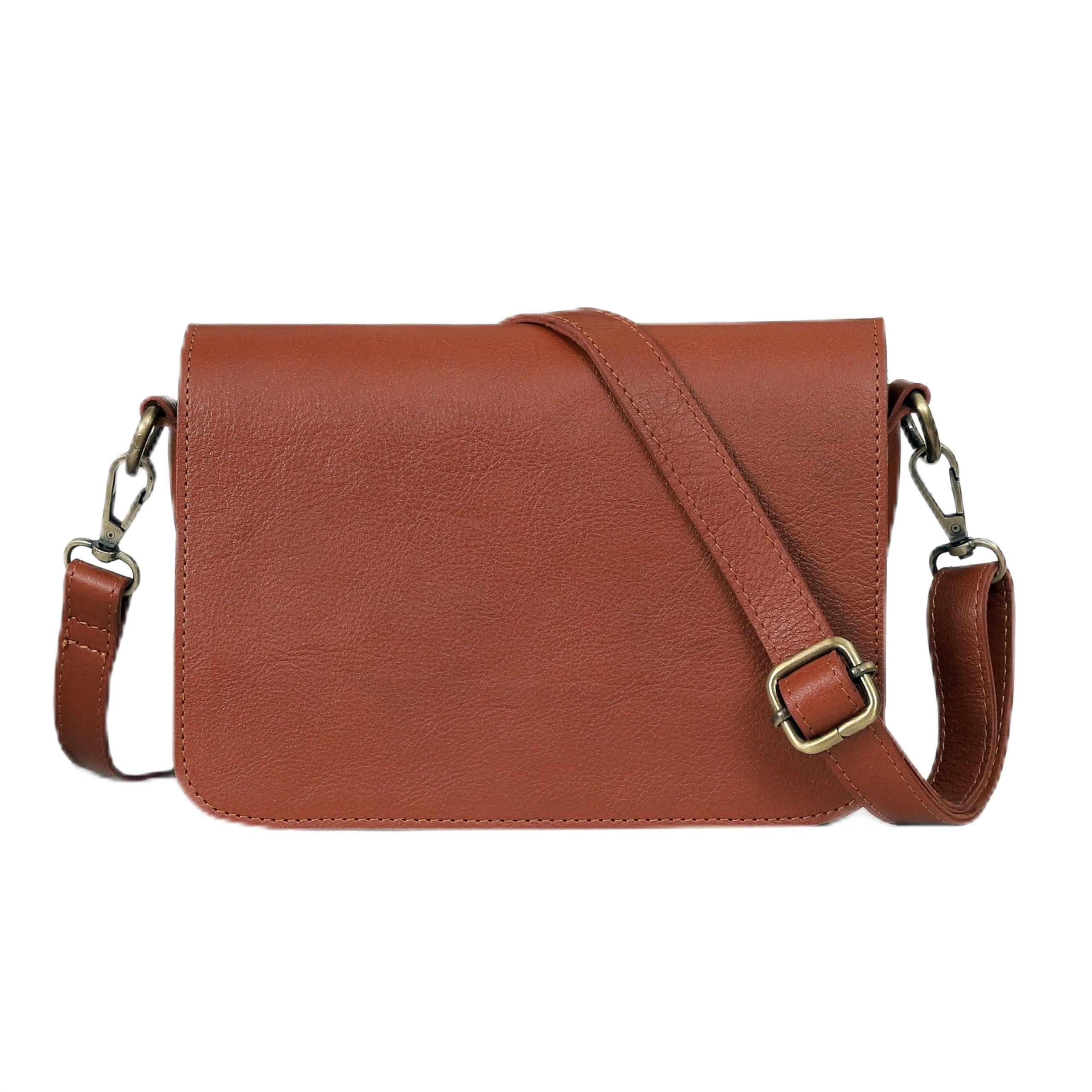 Leather Crossbody Bag for Women Burgundy Leather Adjustable Strap