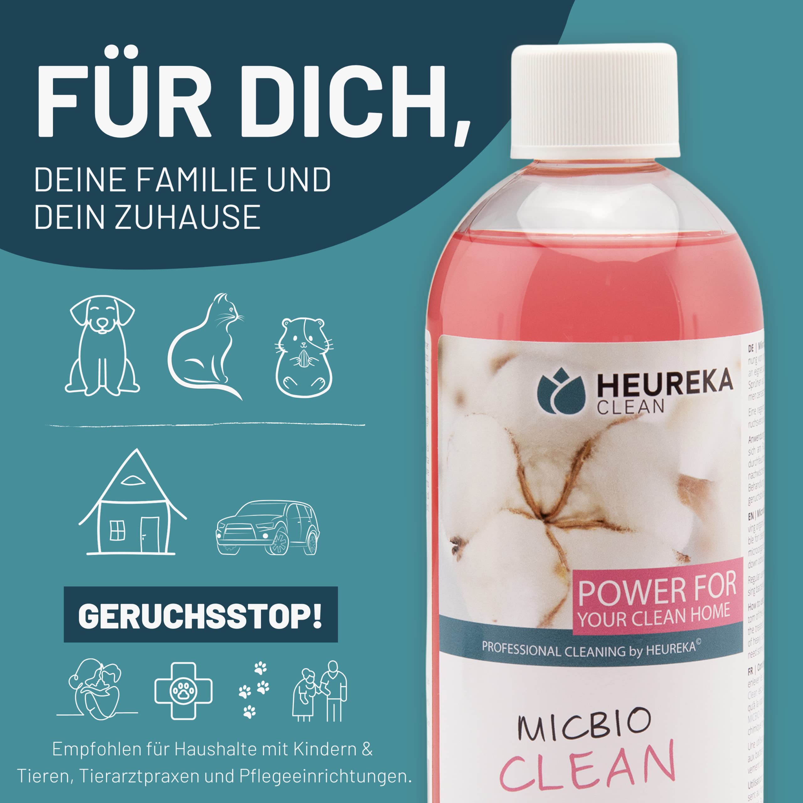 HEUREKA Geruchsneutralisierer Konzentrat MicBio - Mikrobiologischer Geruchsentferner 2X 500ml