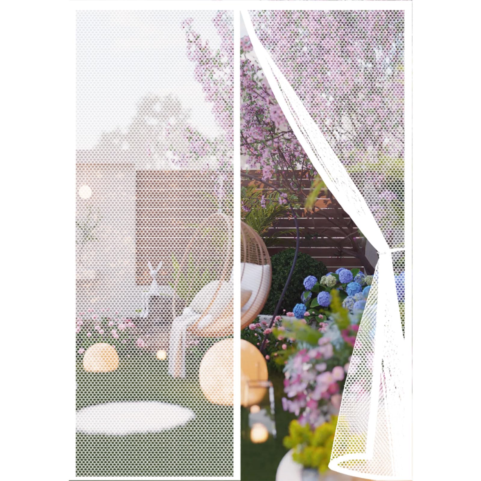 Guojun White Fly Screens Doors 110 X 222 Cm Powerful Magnets And Full Frame Magic Tape Cat Screen Door Hands Free No Drill Installation For Patio Bedroom Sliding Kitchen,