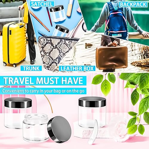 Miniatura 55 de MotBach Paquete de 3 tarros de vidrio de 16 onzas con tapas, recipientes redondos de vidrio transparente de 16.2 fl oz, tarros de maquillaje, tarro