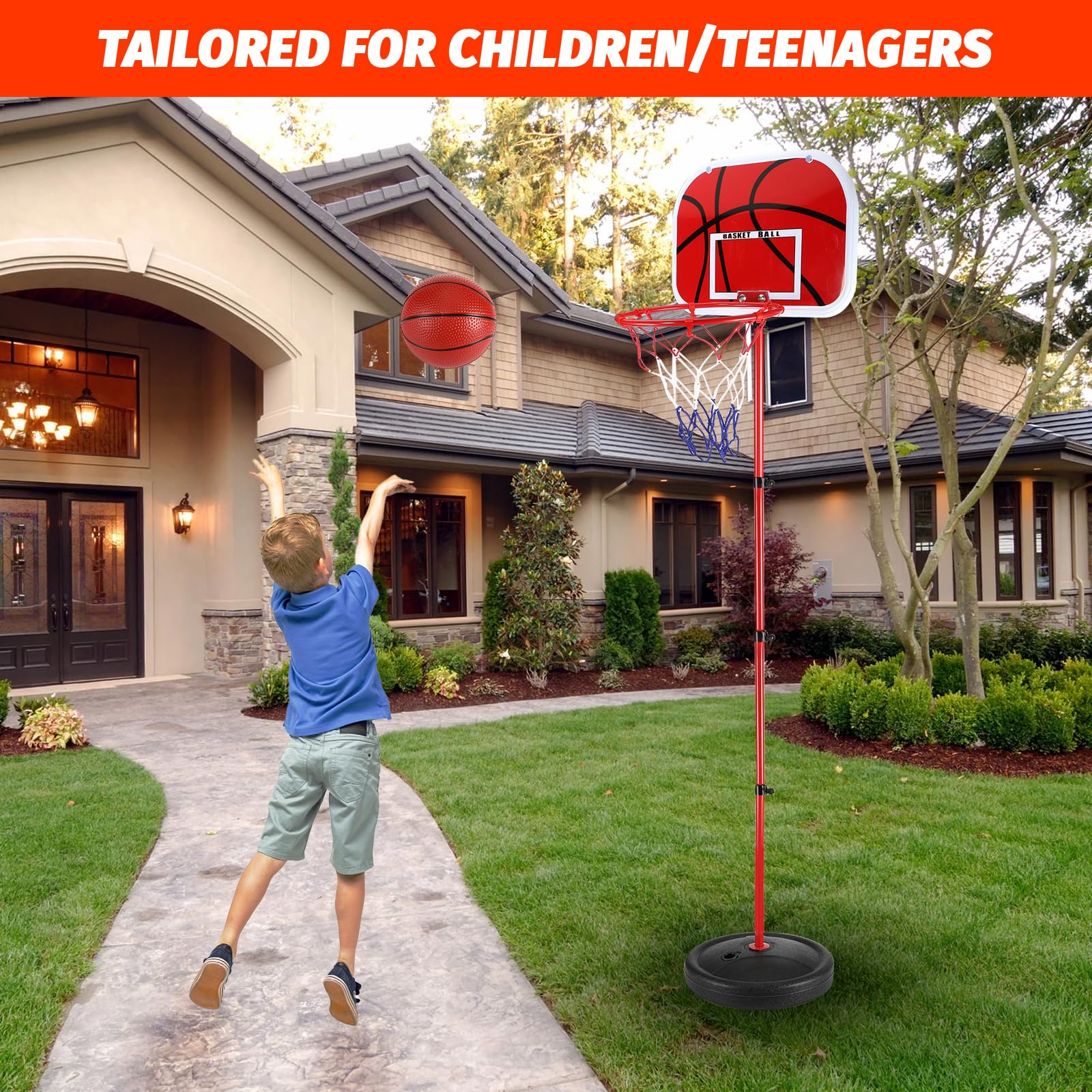 Gowkeey Soporte de Canasta,Canasta Baloncesto Infantil,Basketball Hoop | Canasta Baloncesto,Canasta Piscina Baloncesto,Canasta de Baloncesto Exterior