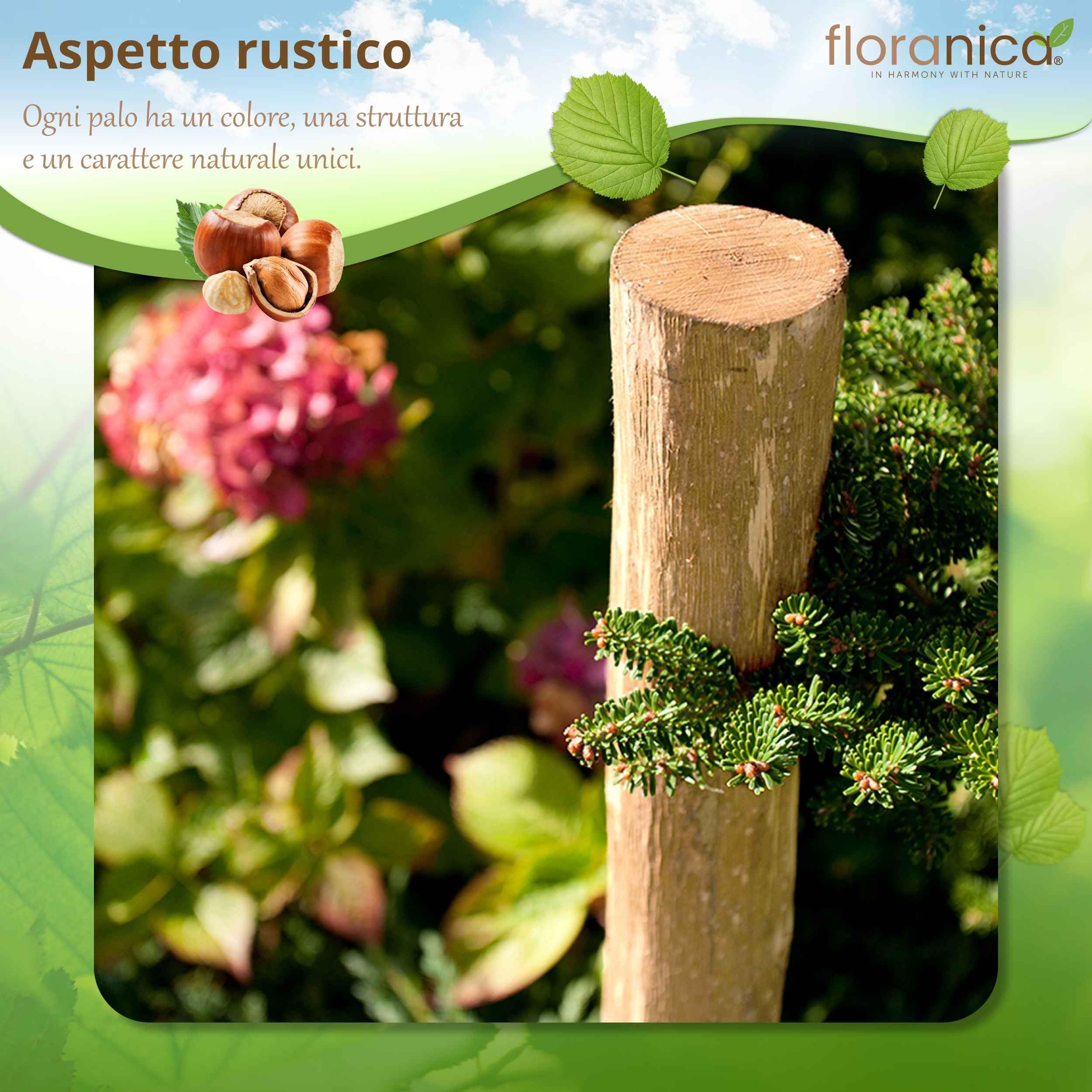 Floranica 6 x palo per recinzione in nocciolo altezza 90 cm palo per recinzione a paletti pali di legno appuntito supporto per alberi
