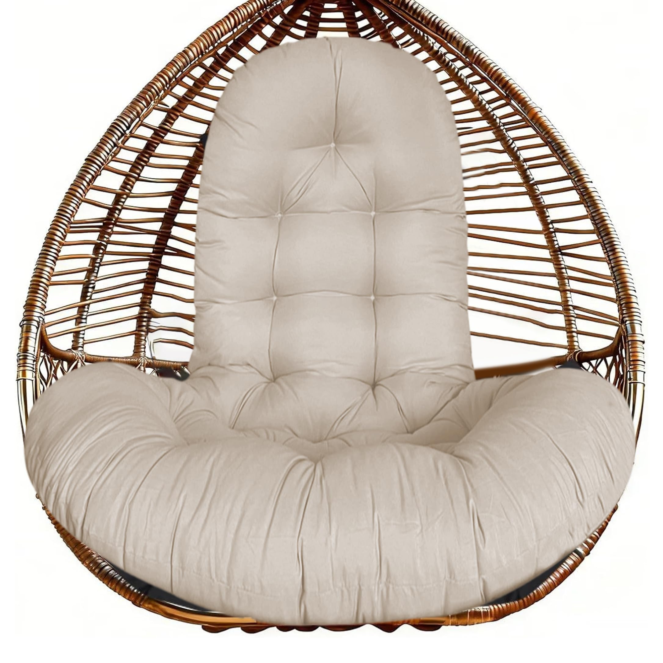 Monwssoe Pillows, Swing Cushion, Egg Chair Cushion, Thick Outdoor Replacement Pad with Button Design - Camel (51x37 Inch)