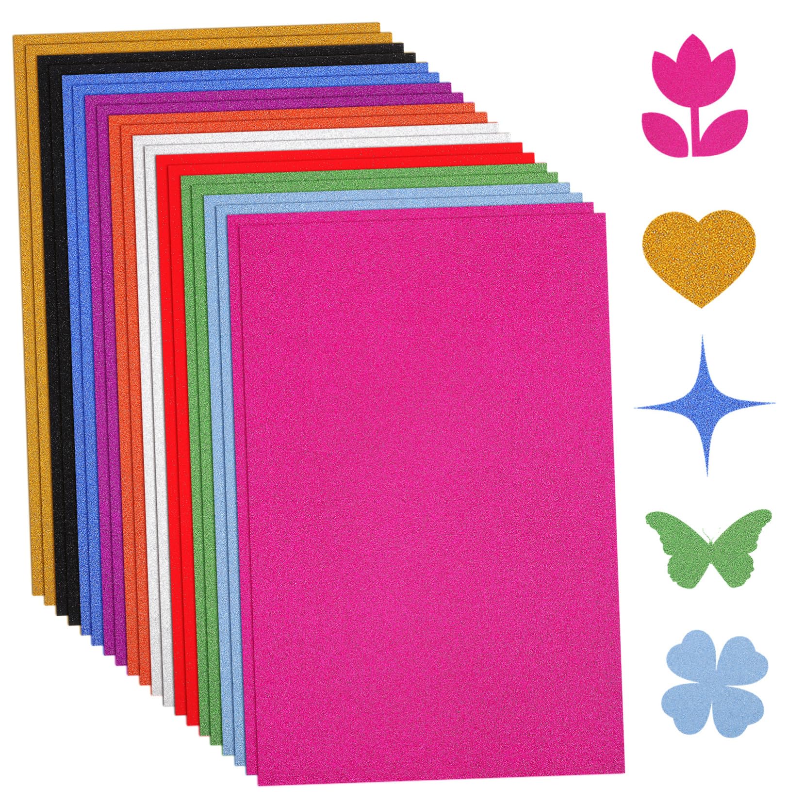 Cartoncini Glitterati 60 Fogli 250g Cartoncino Resistente | Effetto Brillantinato, Carta da 250g, Confezione da 60 Fogli, per Lavori Creativi e Scrapbooking Colore Casuale
