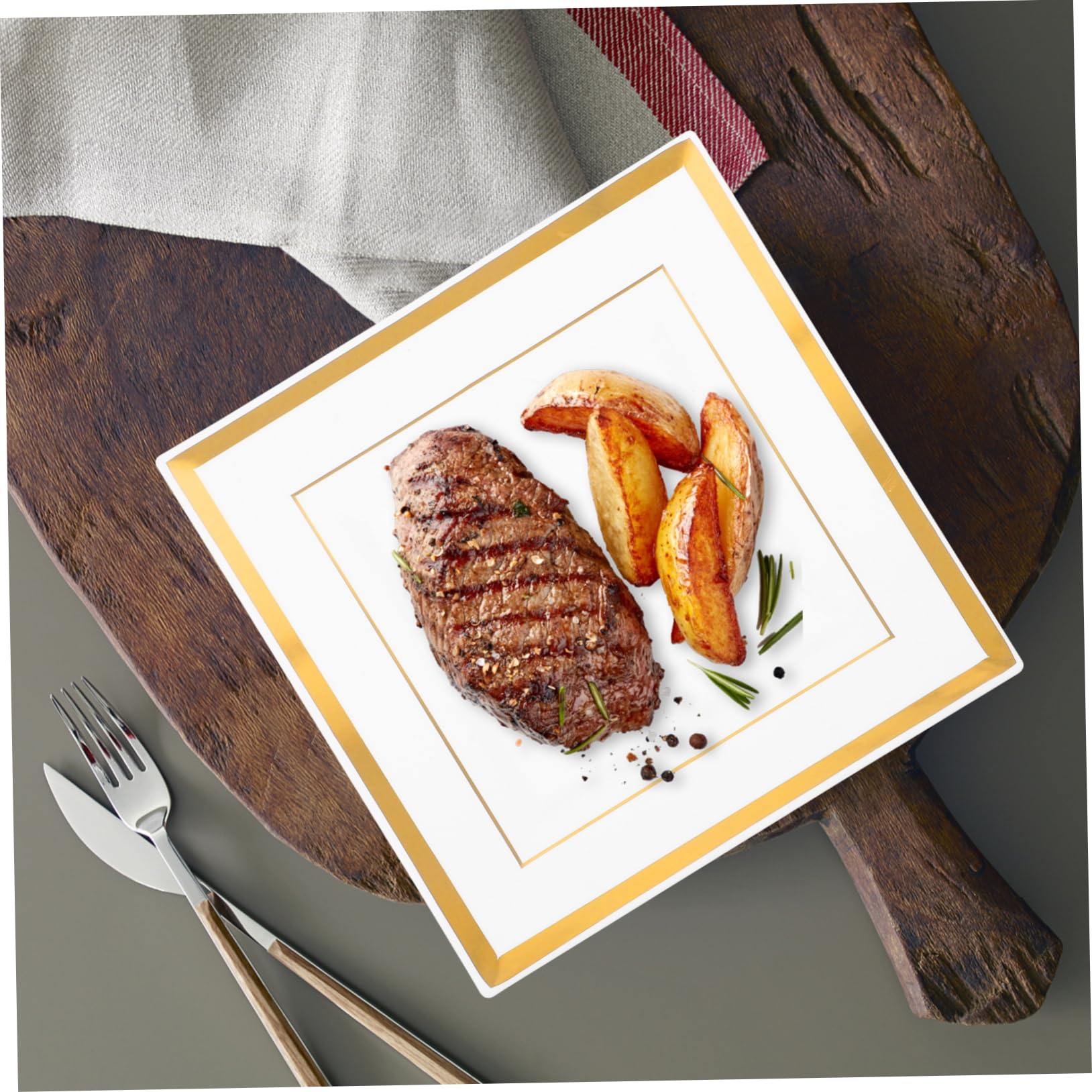 SOLUSTRE 10pcs Square Disposable Snack Tray Elegant Serving Platters for Fruits Desserts and Appetizers Stylish and Design for Parties Picnics and Home Use