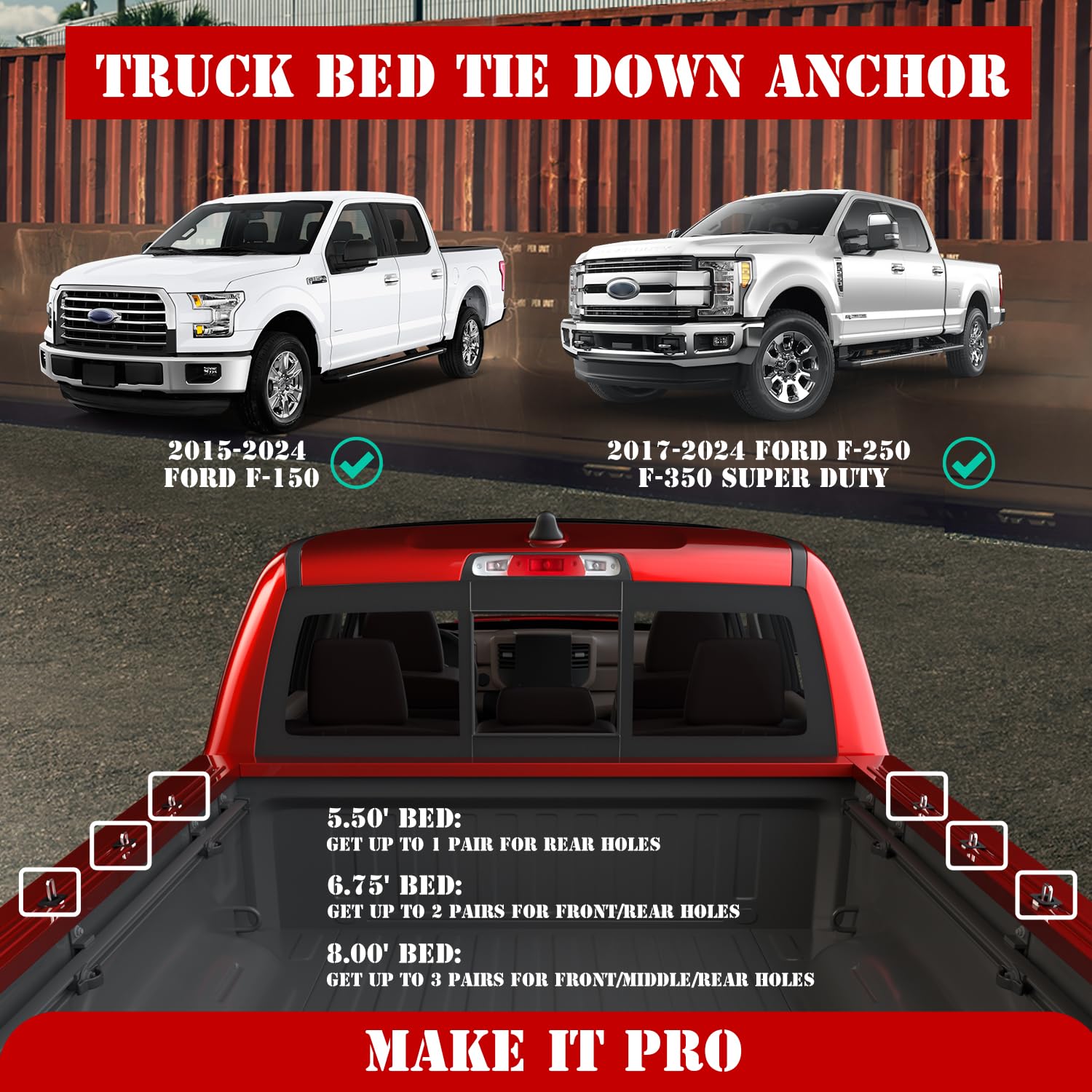 KitsPro Truck Bed Tie Down Anchor For 20152024 Ford F