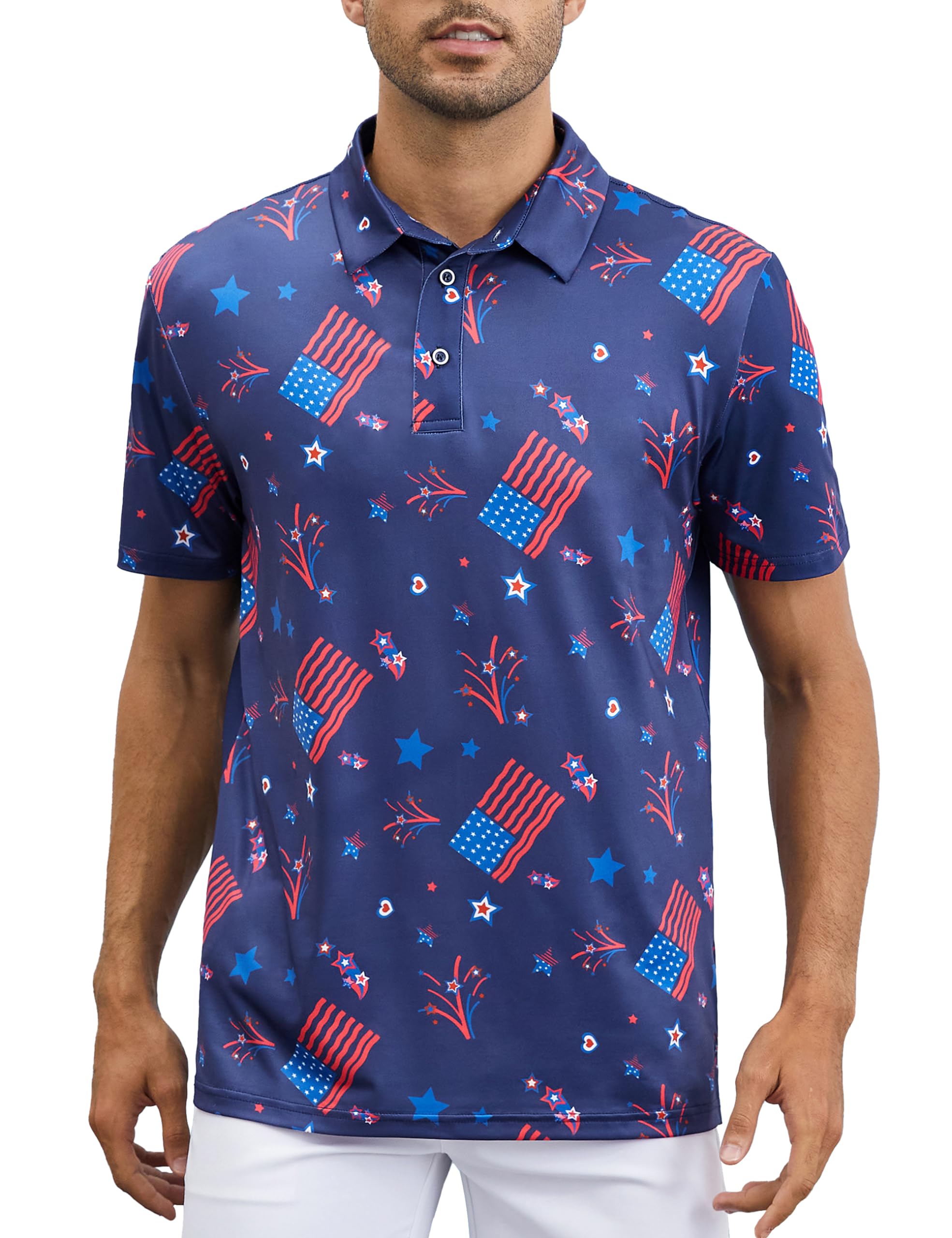 Mens Polo Shirts Short Sleeve Print Golf Shirts Gifts for Men