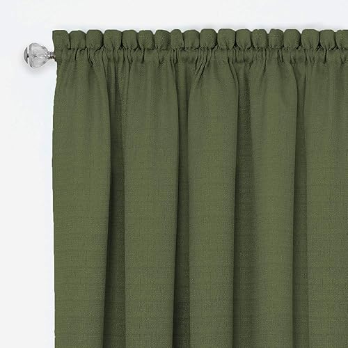 Miniatura 2 de Woven Trends - Juego de cortinas de ventana de dos tonos y cenefa, cortinas pequeñas de doble capa para baño, sala de estar y cocina, verde, 58 x 24