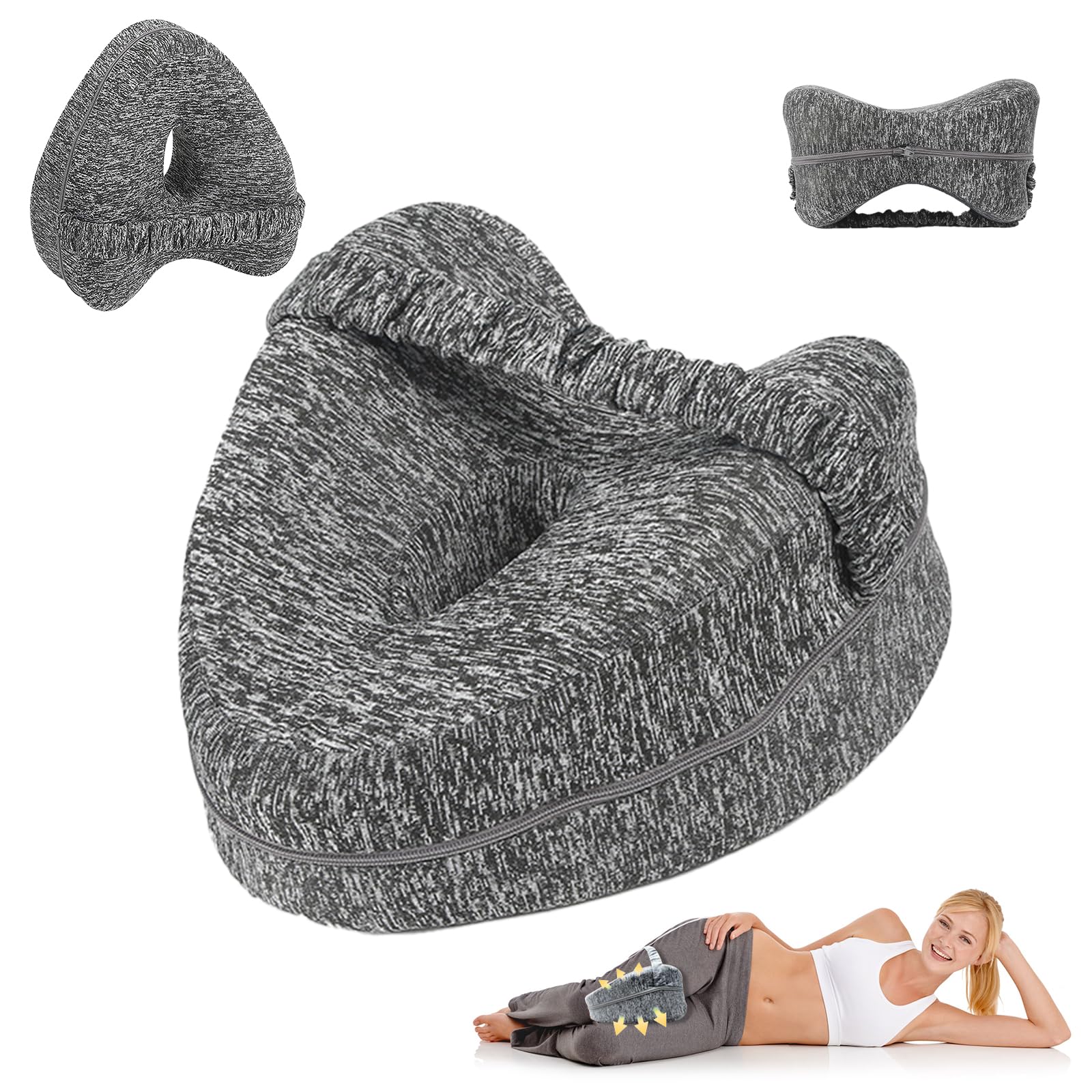 Almohada OrtopéDica De Espuma Con Memoria Para Piernas Con Funda ExtraíBle, Almohada Para Rodillas Para Personas Que Duermen De Lado Para El Alivio Del Dolor De Espalda/Cadera/Articulaciones