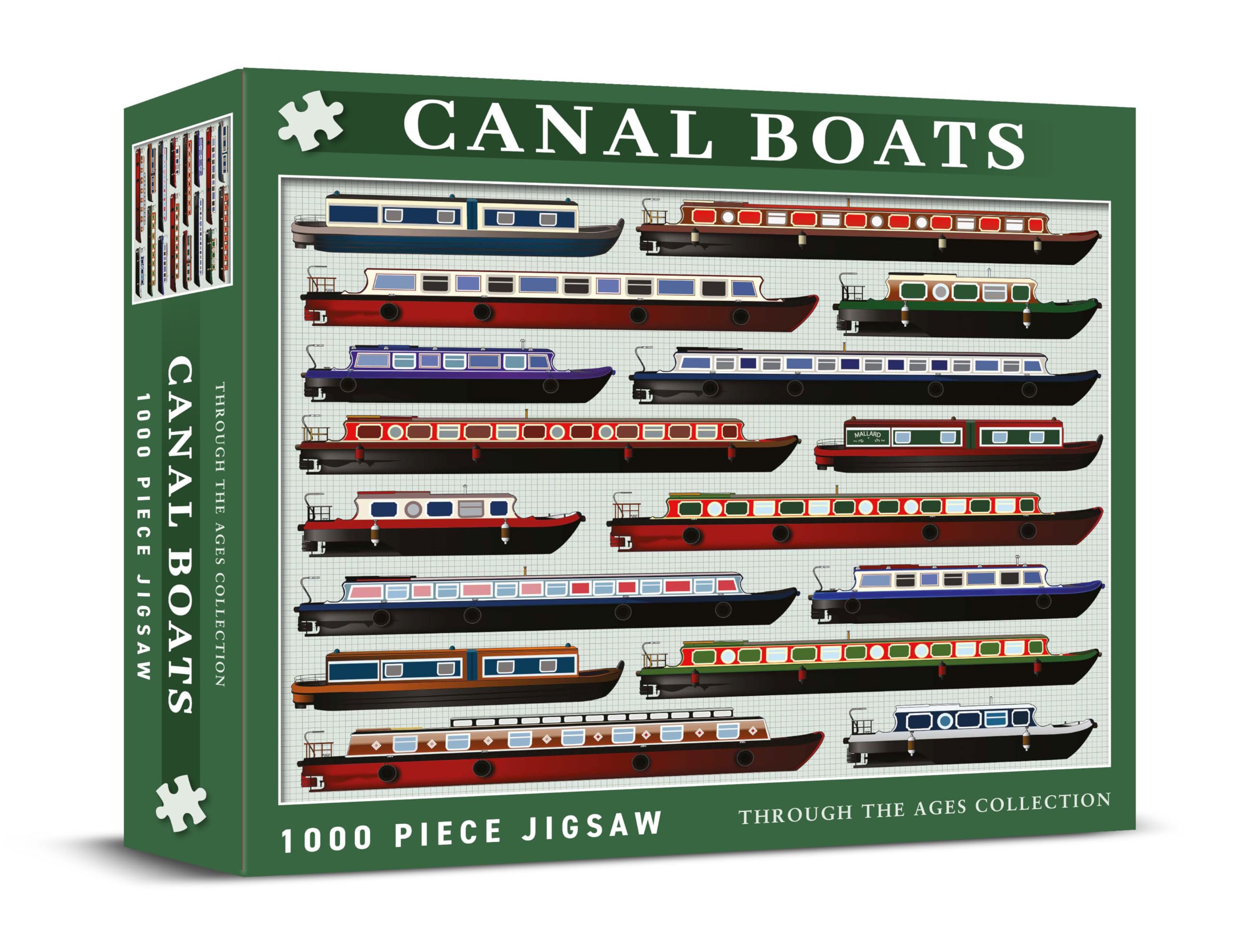 Coach House Iconic Canal Boats “Through The Ages” Retro 1000 Piece Classic Jigsaw Puzzle, Gifts for Men Challenging Puzzles for Adults