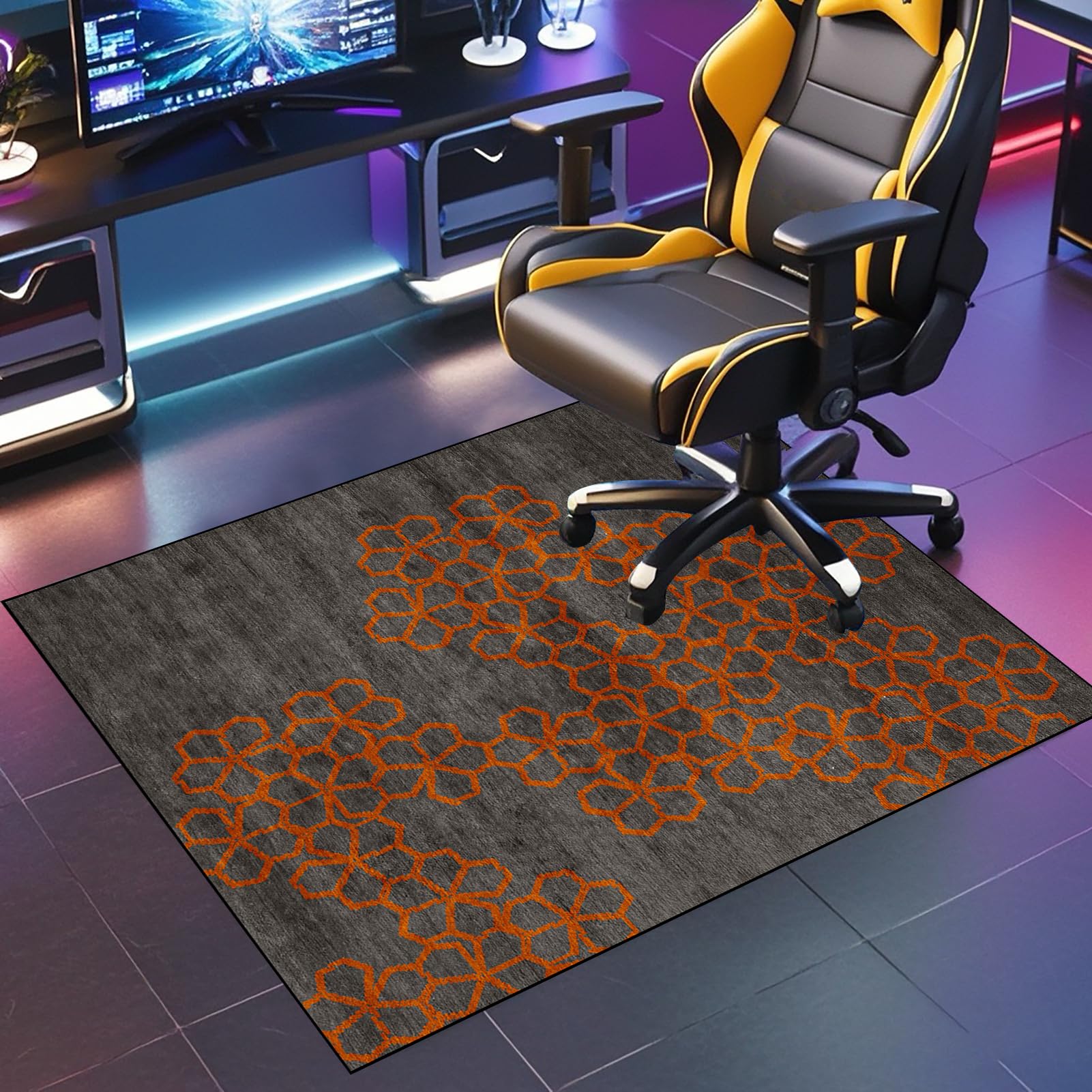 Teppich-Stuhlmatte Gaming 80 x 120 cm Teppich Bodenschutzmatte Bürostuhl Teppich Unterlage-Kratzfest für Parkett und Hartböden Bürostuhl Unterlage für Stühle Anti-Silp Schutzmatte für Laminat
