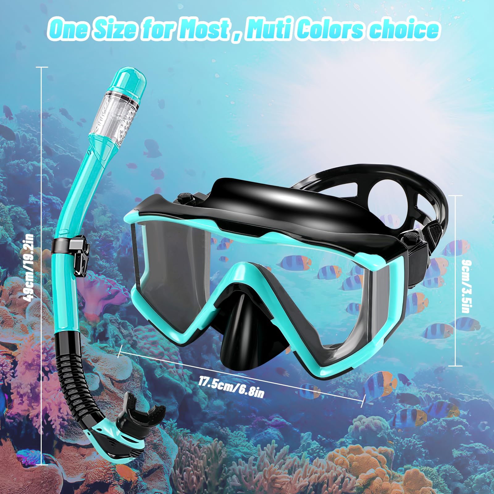 Set per Snorkeling Adulti con Maschera e Boccaglio,Occhialini da Sub panoramici a 180°,Maschera da Snorkeling Antiappannamento e Anti-Perdite,Set da Snorkeling per Snorkeling e Immersioni