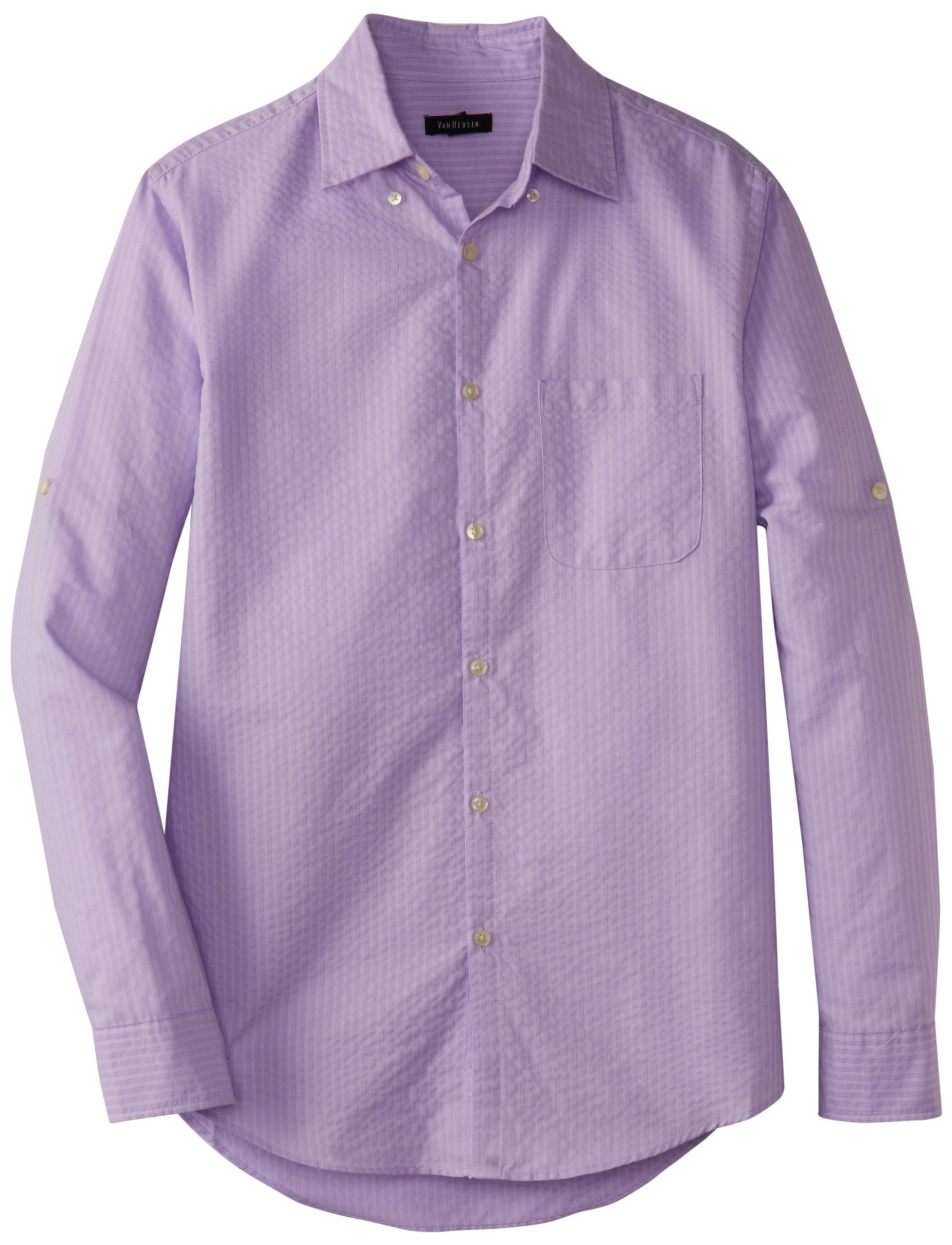 Van Heusen Men's Roll-Up Sleeve Stripe Pucker Cord Button Down