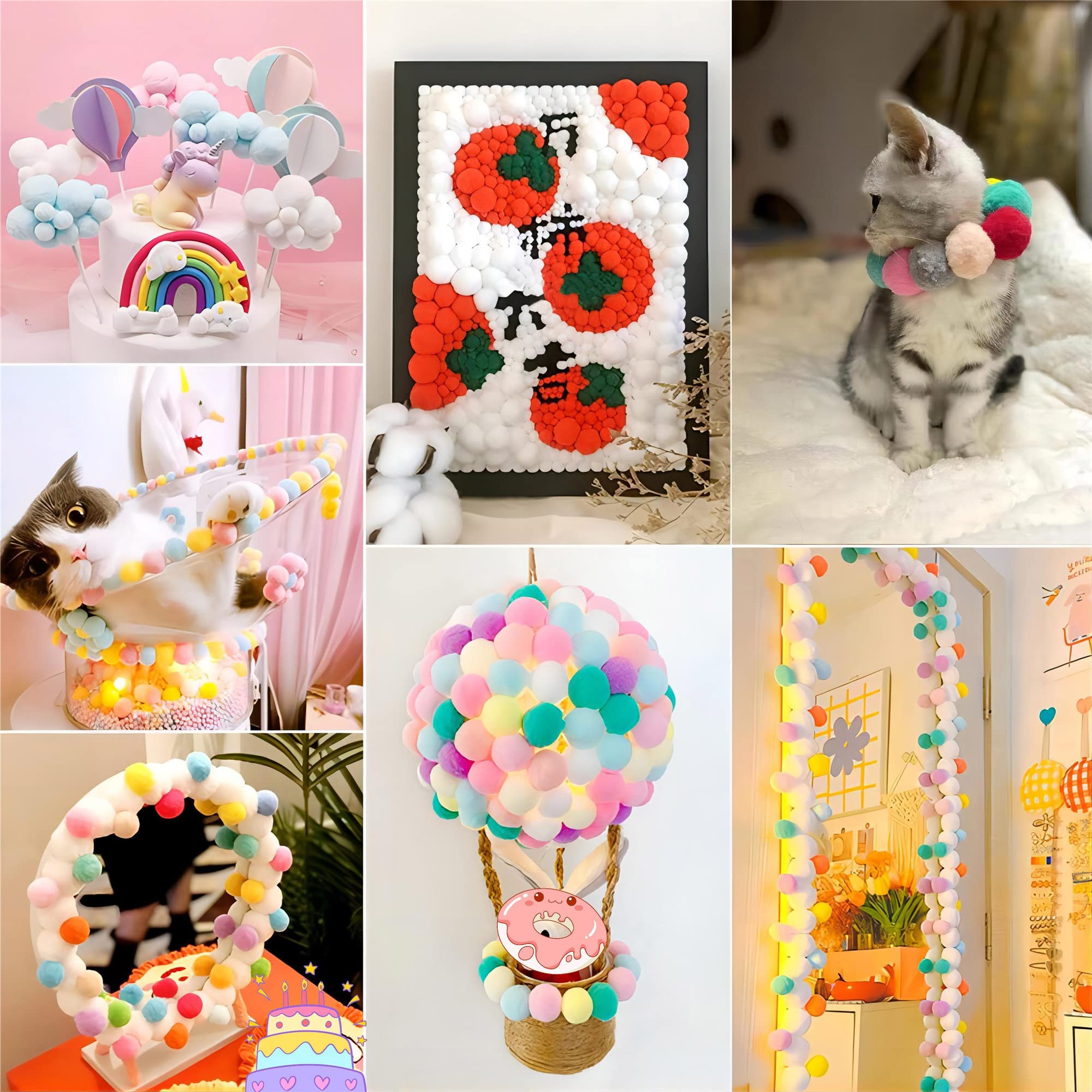 Pom pom, craft pomps, Małe mini pompony pompony kolorowe pompony puszyste pluszowe kulki pompony do rękodzieła kolorowe mini pompony pompony(Grün,520 Stück)