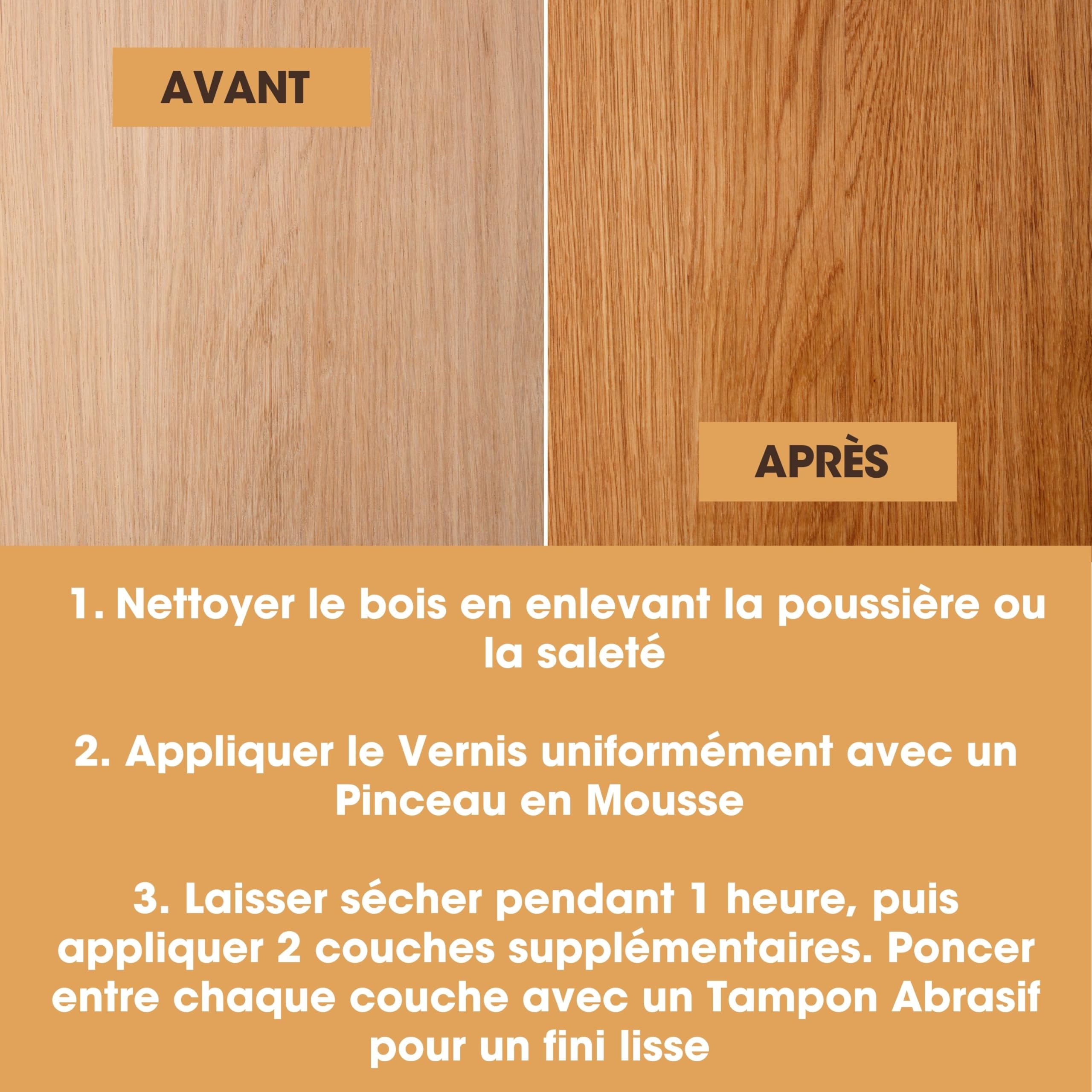 Vernis Bois Intérieur Ultra Résistant 250ml Satiné - Vernis à Séchage Rapide en Phase Aqueuse pour Meubles Bois Dur et Tendre