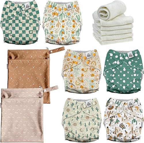 Mama Koala Pañales de tela para bebé 3.0 con 6 insertos, con 2 bolsas reutilizables para húmedo y seco