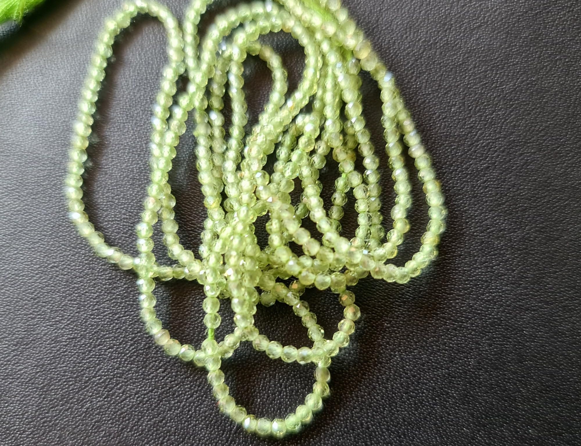 Rondelles facetados de peridoto de 2,5 mm, cuentas de peridoto natural para collar, joyería de peridoto (opciones 1STR - 5STR)